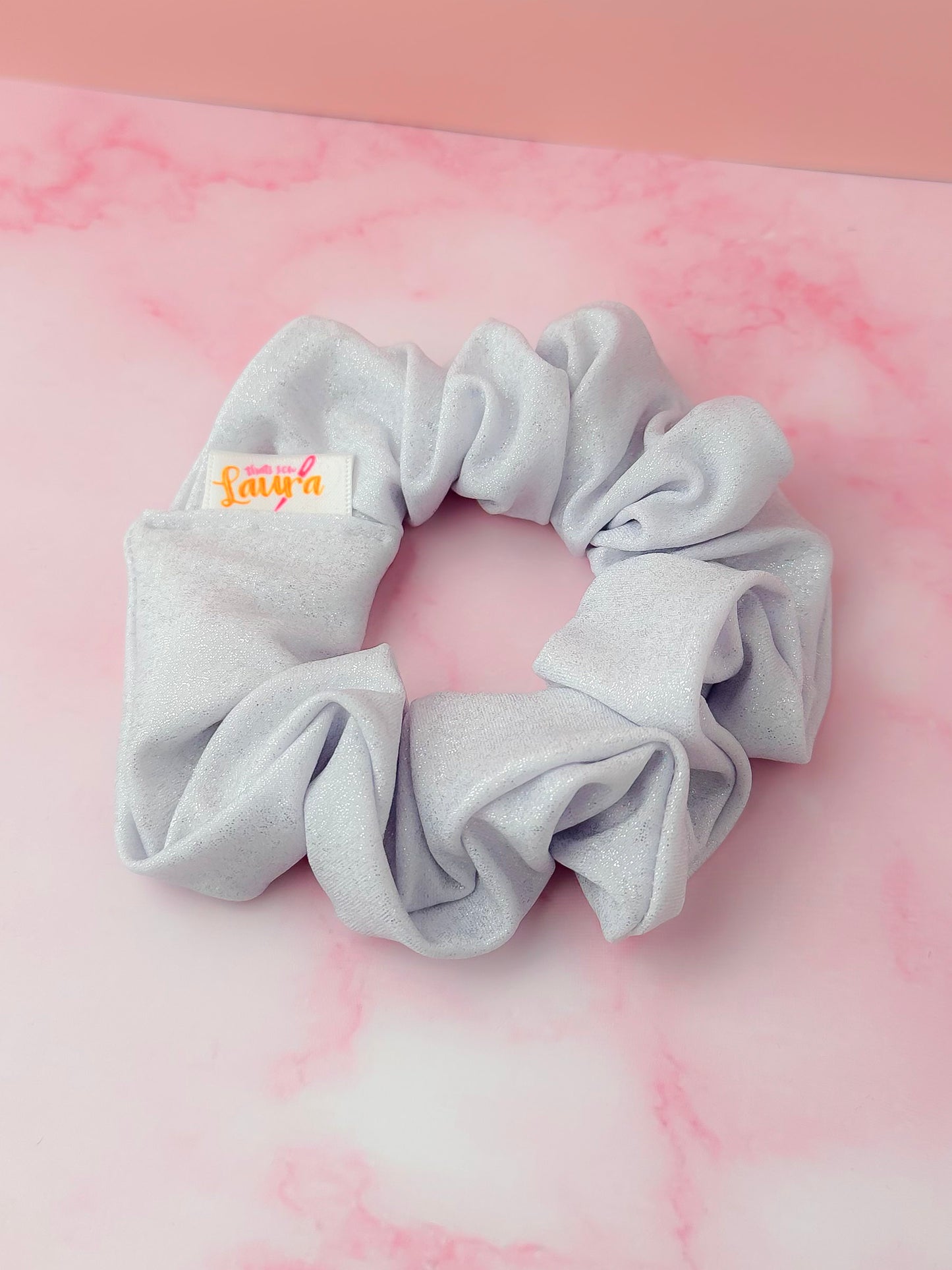 Skylar - Silver glitter dance fabric classic scrunchie