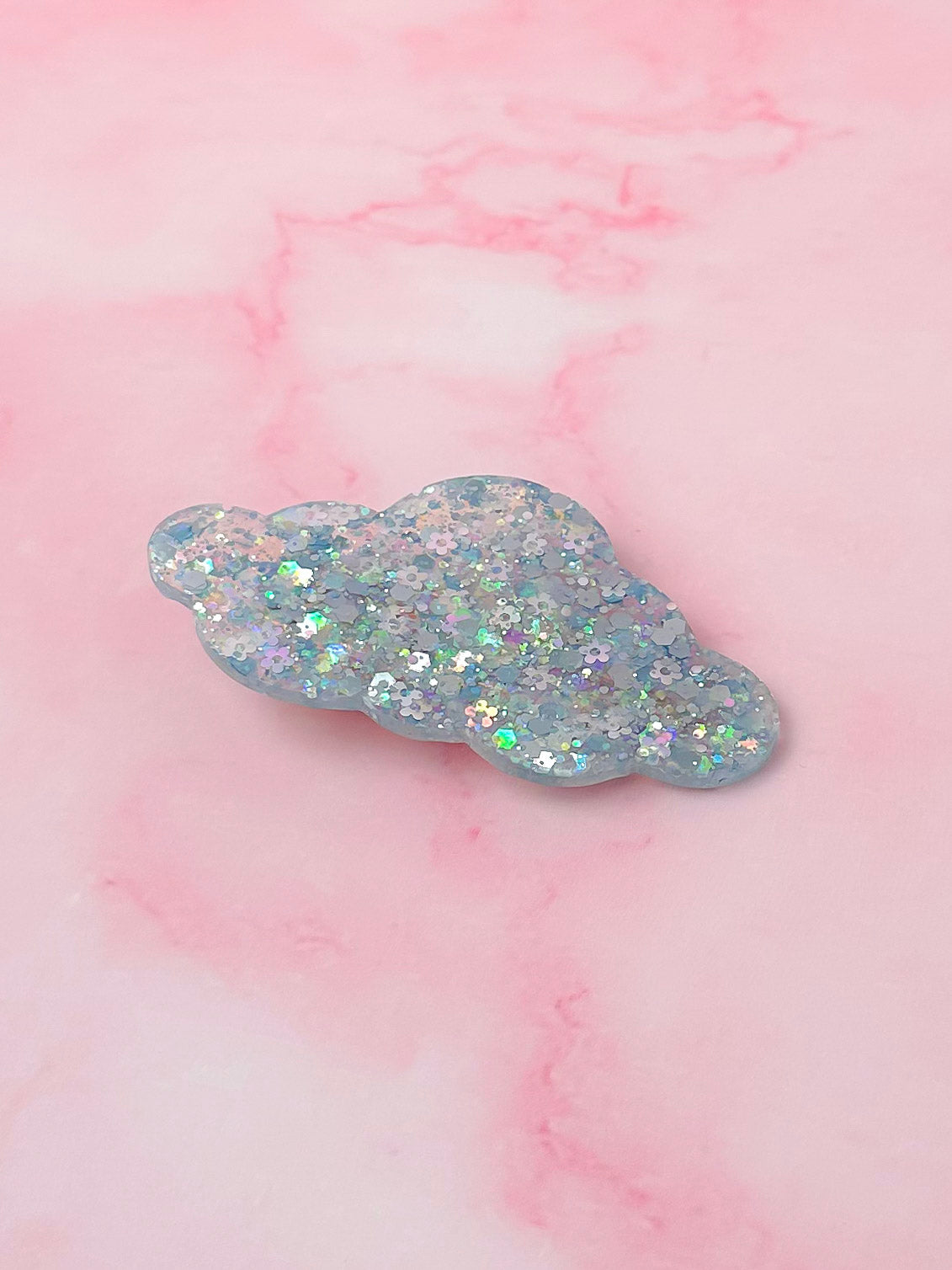Blossom - Blue flower Glitter Cloud shaped Resin Hair Clip