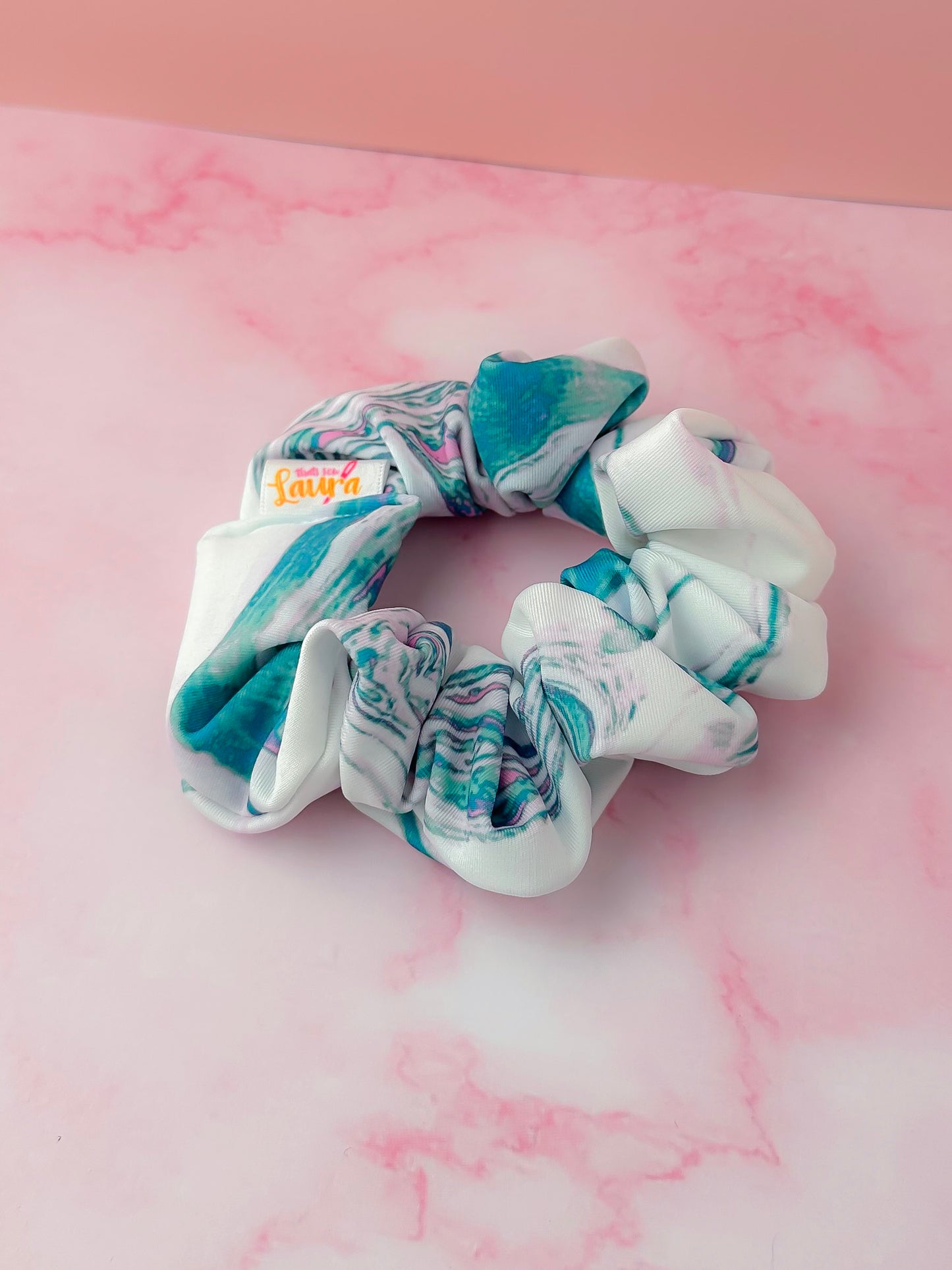 Marble - White and blue marble gym & swim classic scrunchie