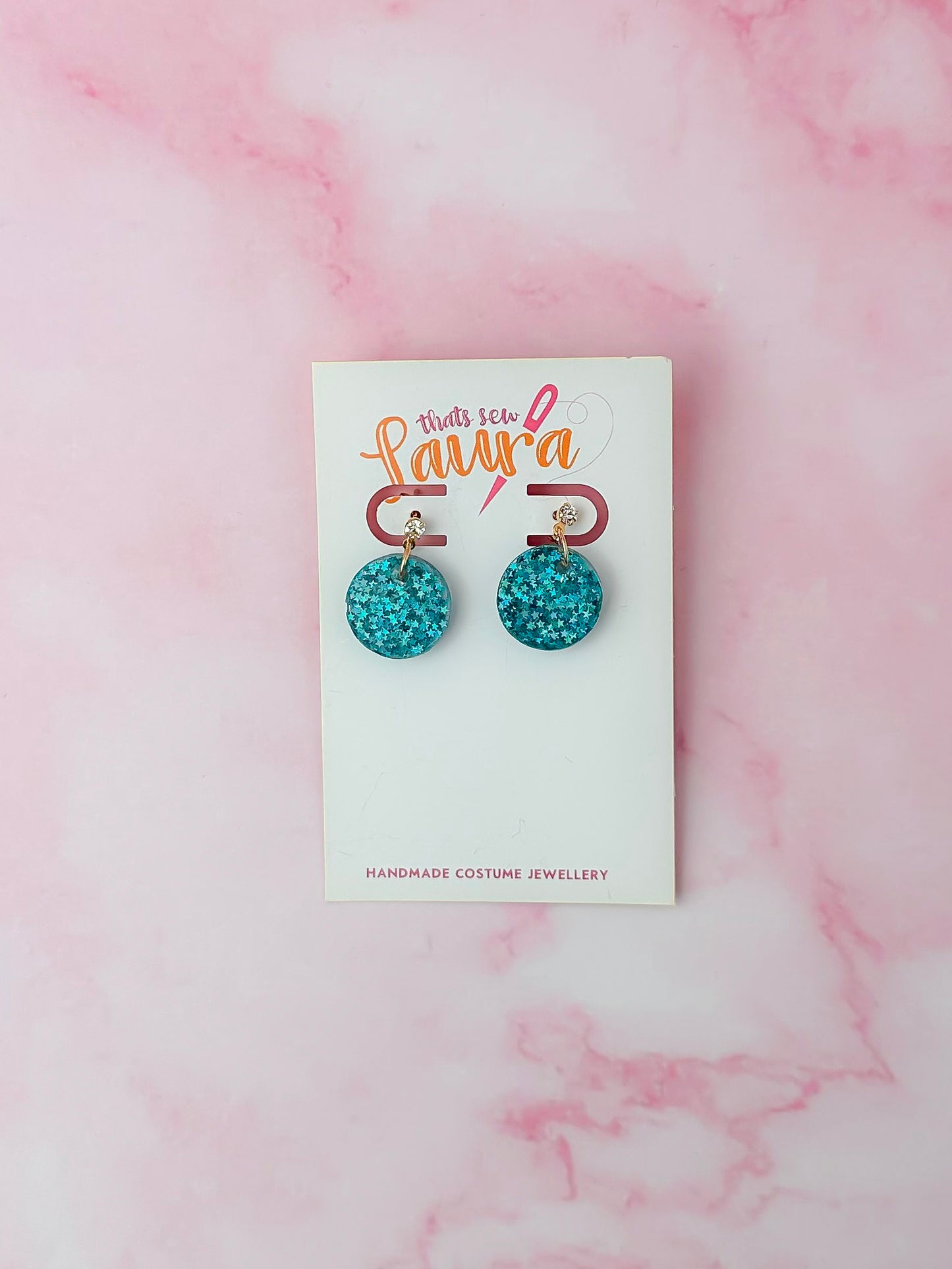 Starlight circles - blue star glitter Resin Earrings