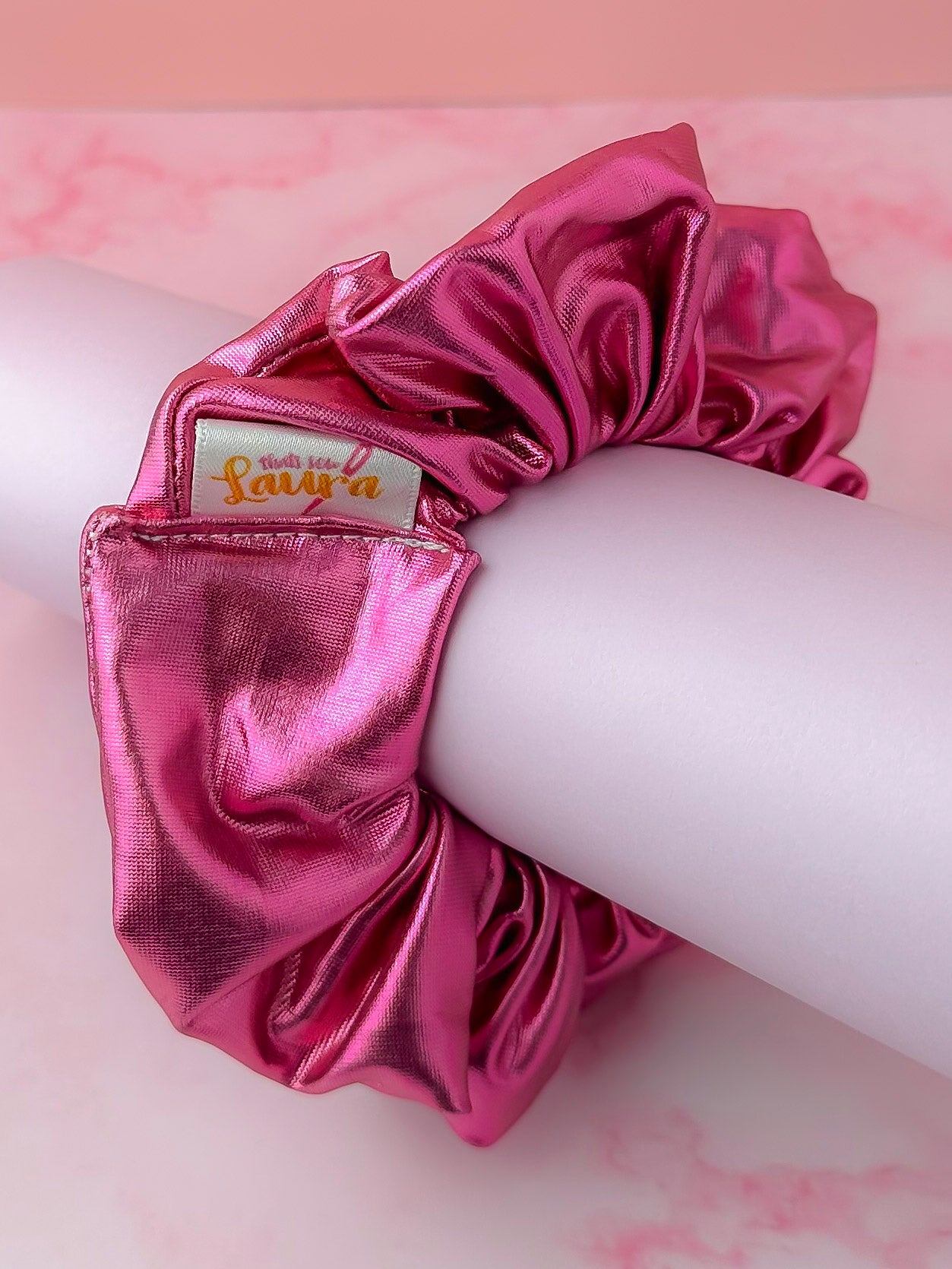 Cerise - Pink Jersey Foil classic scrunchie