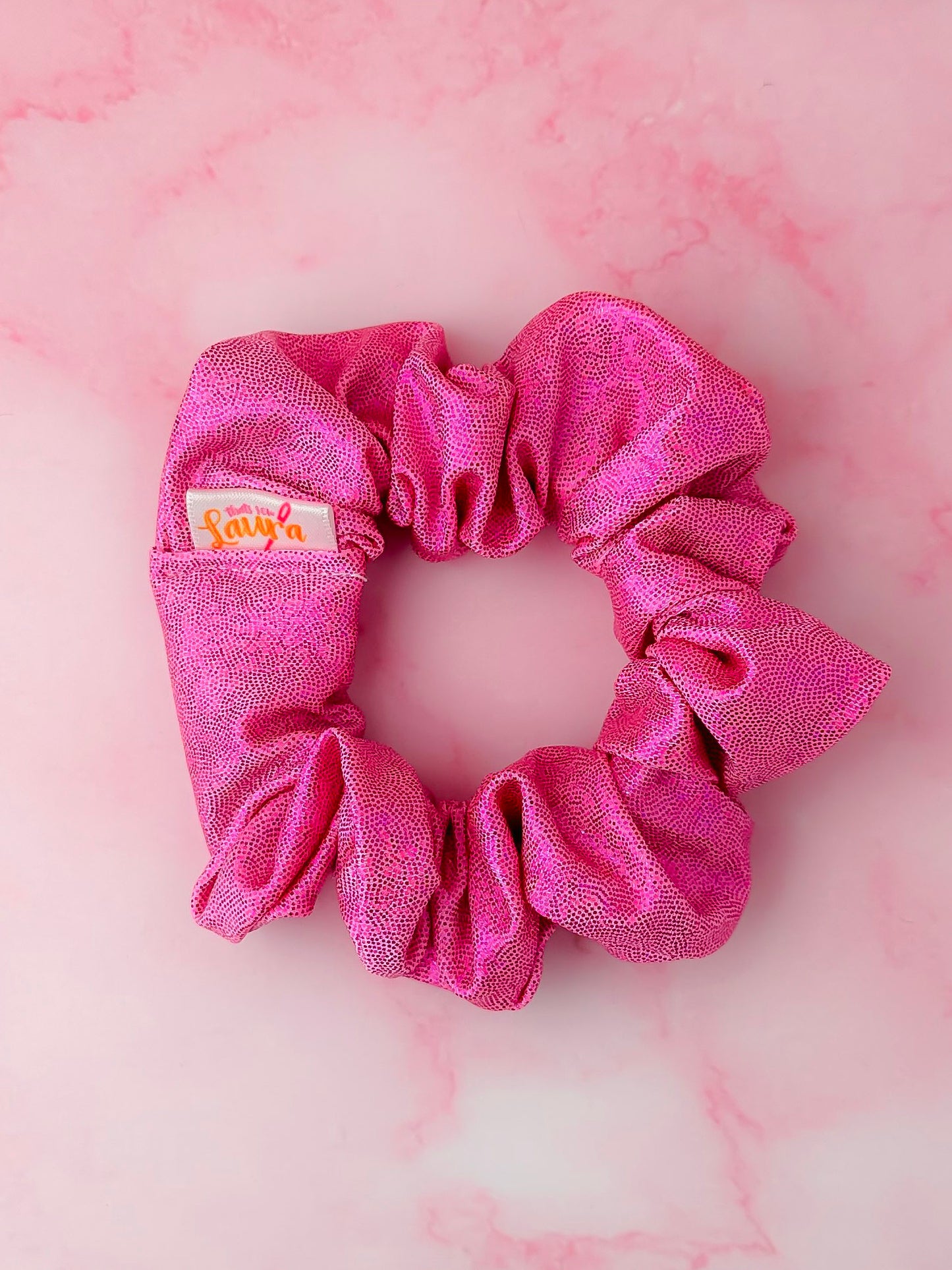 Jennie - Pink glitter dance fabric classic scrunchie