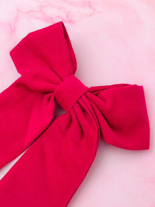 Cherri - Pink Needlecord Hair Bow