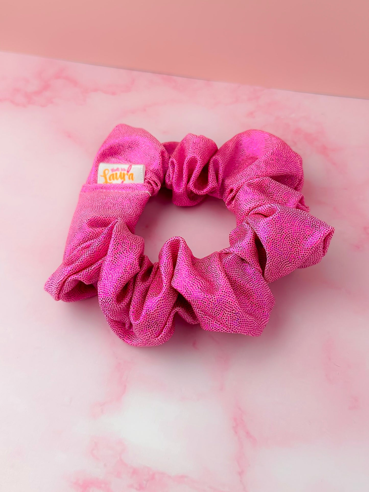 Jennie - Pink glitter dance fabric classic scrunchie