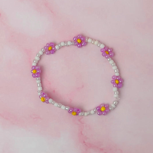 Lilac Daisy | Handmade Beaded Bracelet