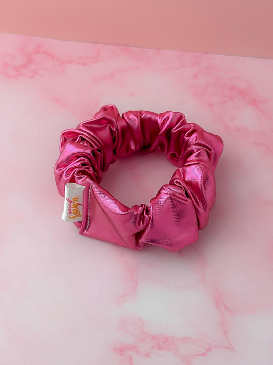 Cerise - Pink Jersey Foil wide scrunchie