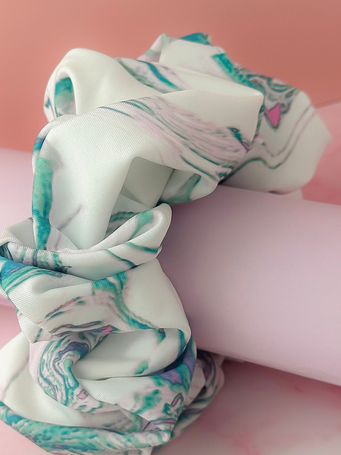 Marble - White marble print Gym & Swim XL Scrunchie