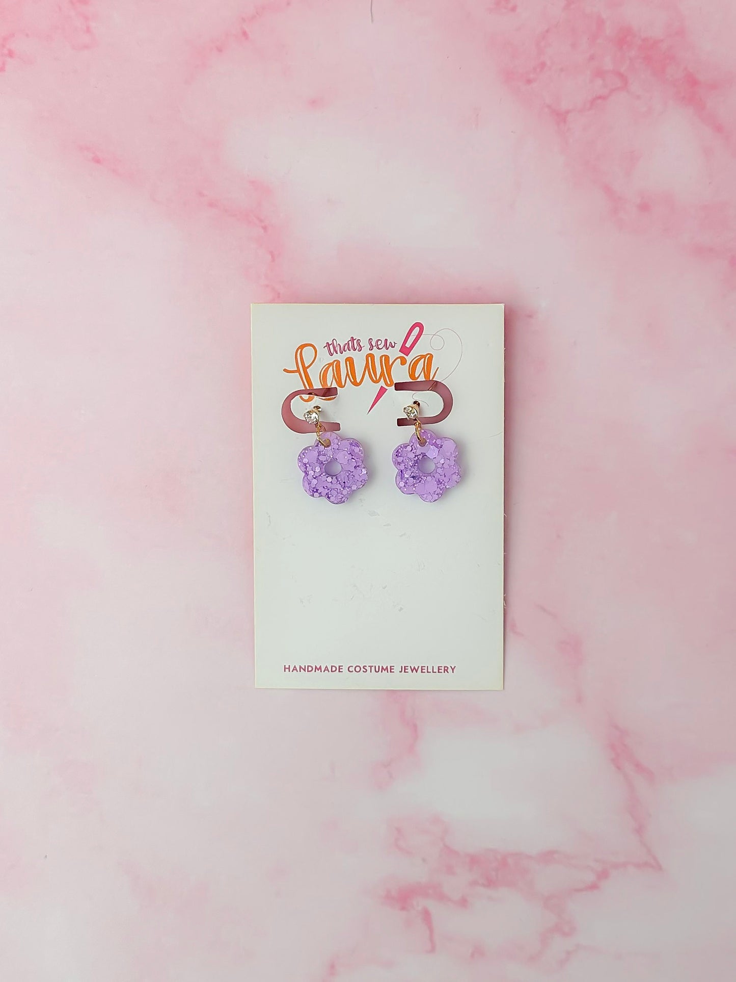 Lilac flowers - Lilac glitter Resin Earrings