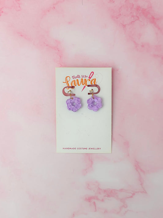 Lilac flowers - Lilac glitter Resin Earrings