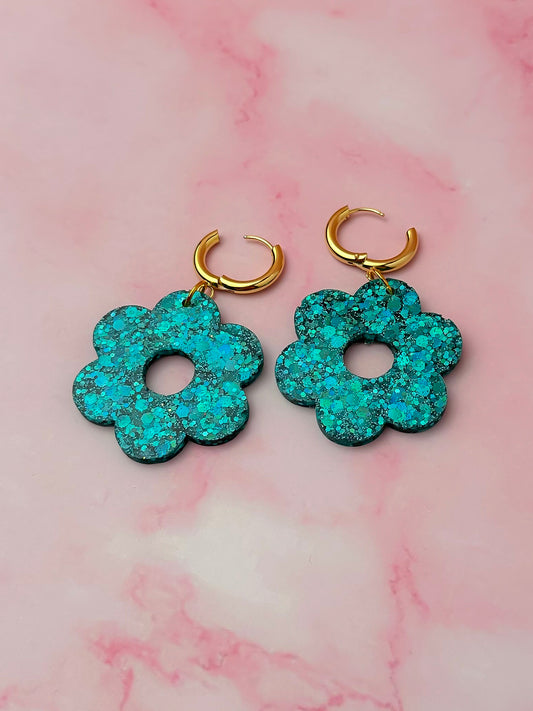 Azure Flowers - blue Resin Earrings