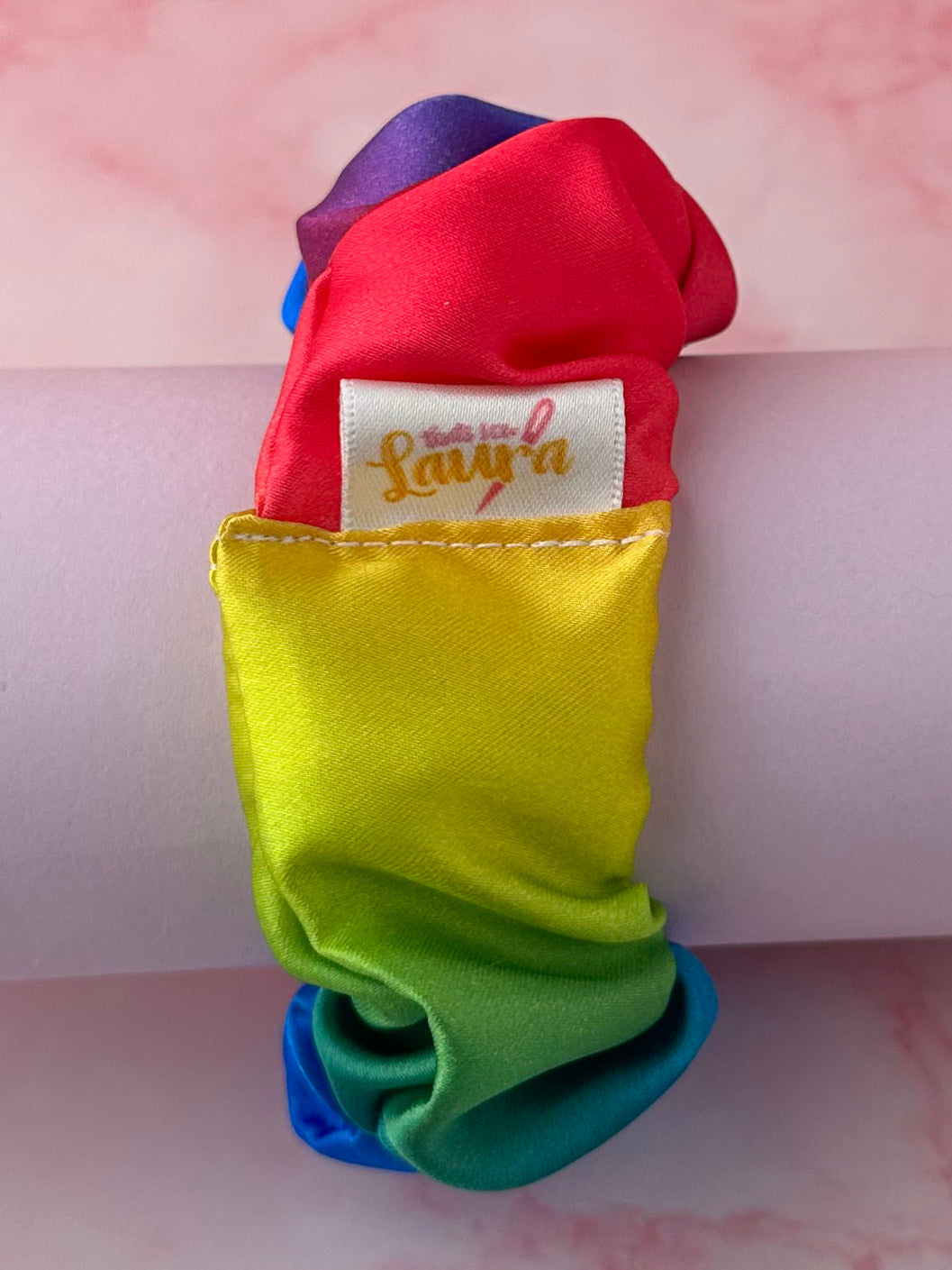 Rainbow - Rainbow Satin wide scrunchie