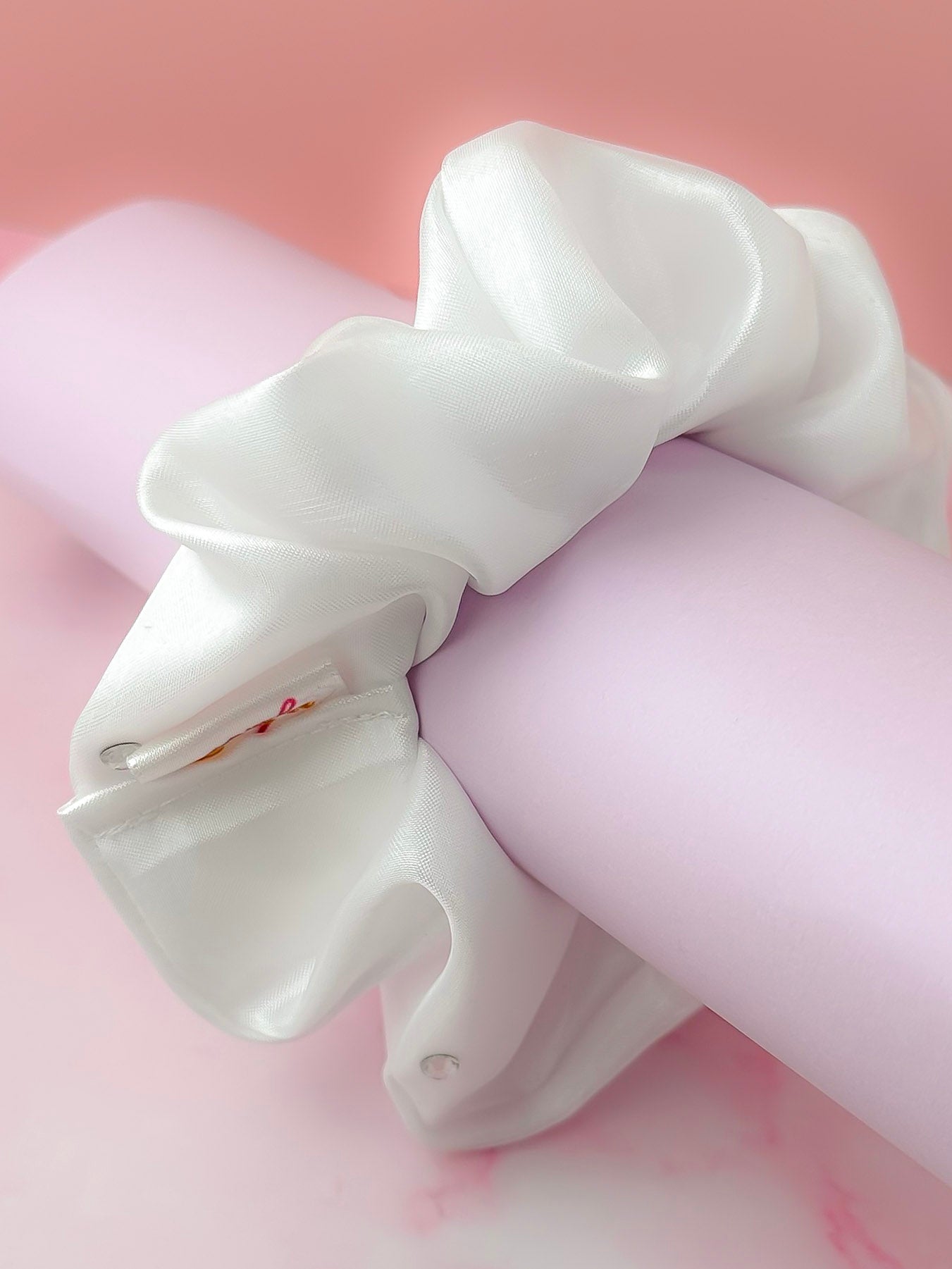 Wedding bells - White crystal voile classic scrunchie