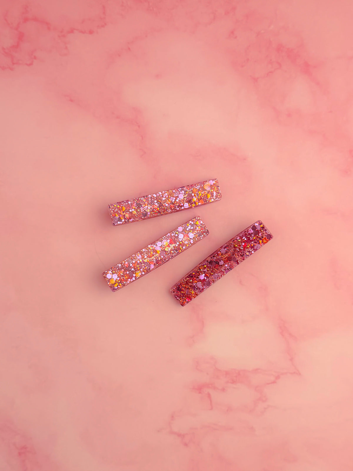 Amethyst - Purple and orange trio of Glitter Resin Hair Clips
