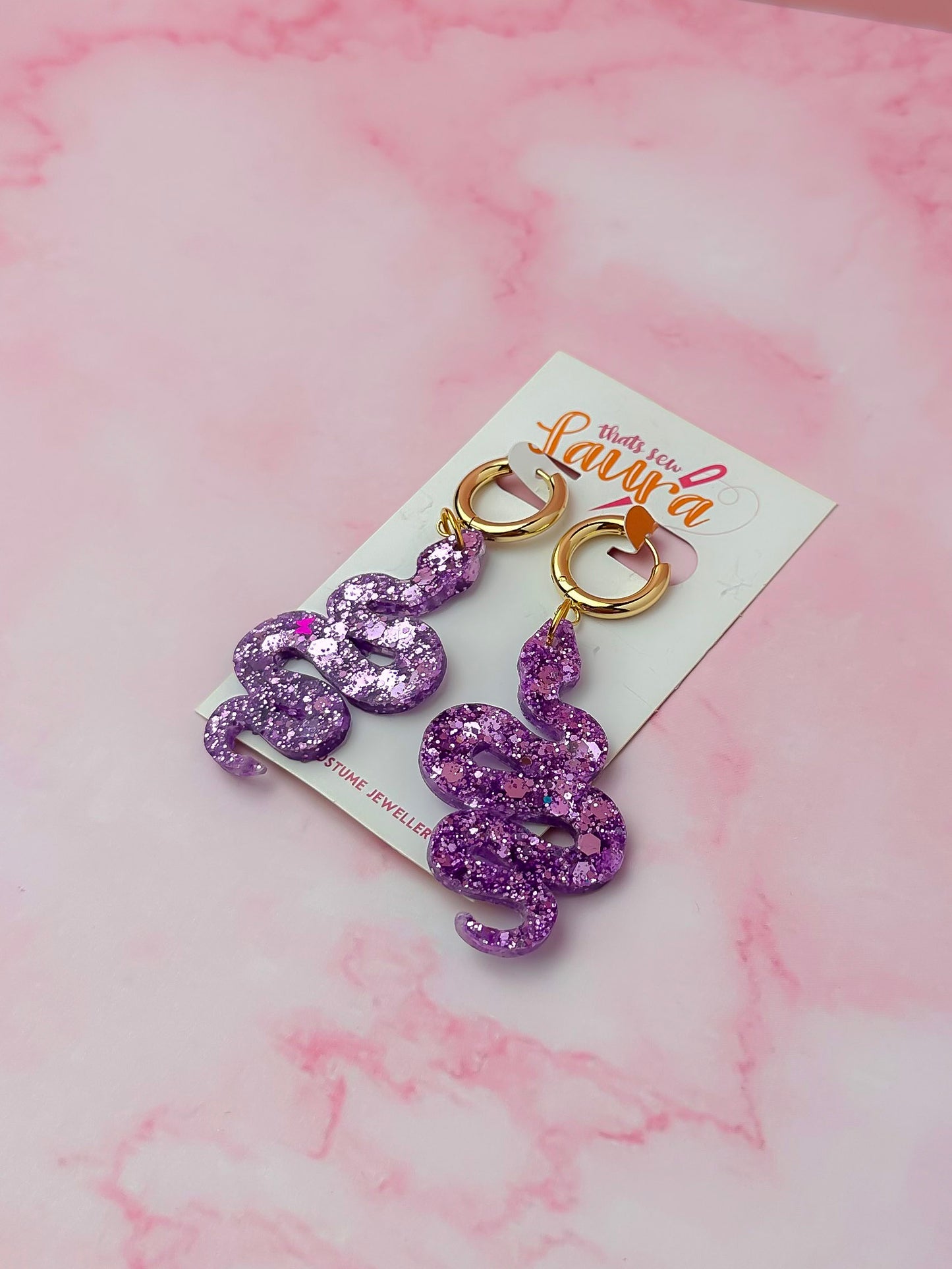 Lavender snakes - purple Resin Earrings