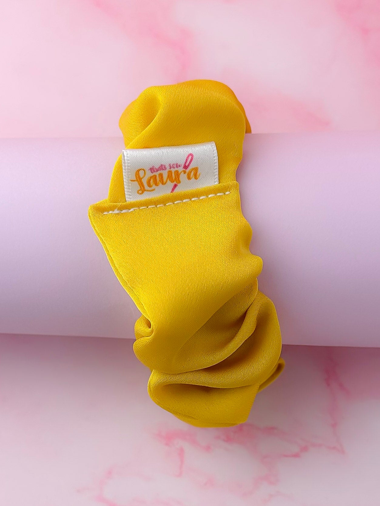 Daffy - Yellow satin wide scrunchie