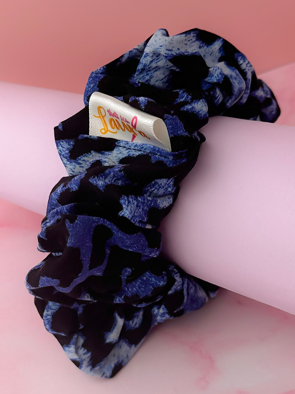 Lisa - Blue and black leopard XL Scrunchie