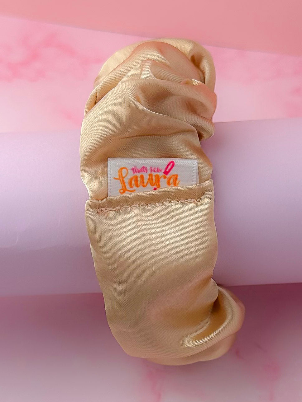 Golden - Gold satin wide scrunchie