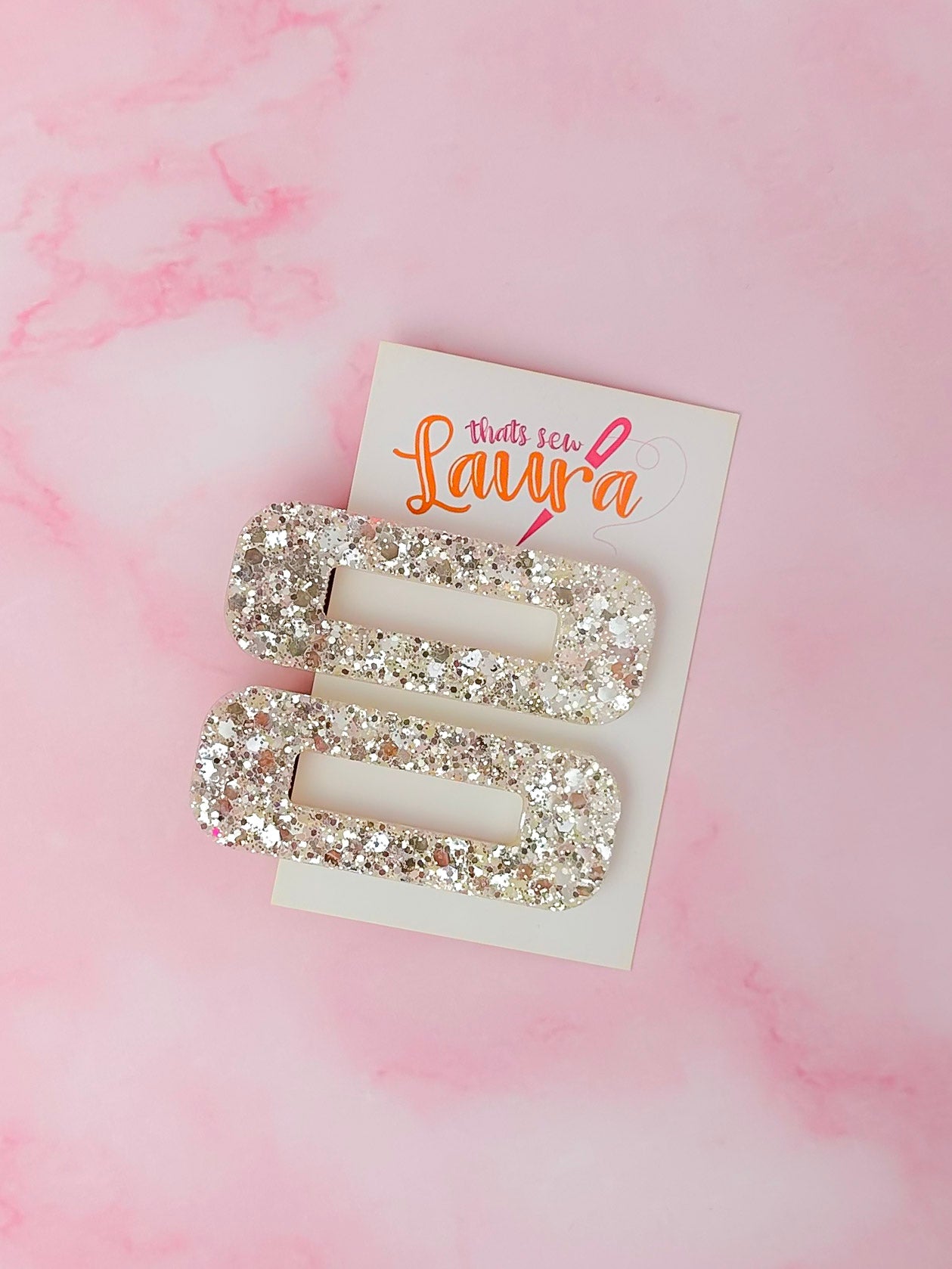 Daffy - Yellow Glitter Oblong Resin Hair Clips