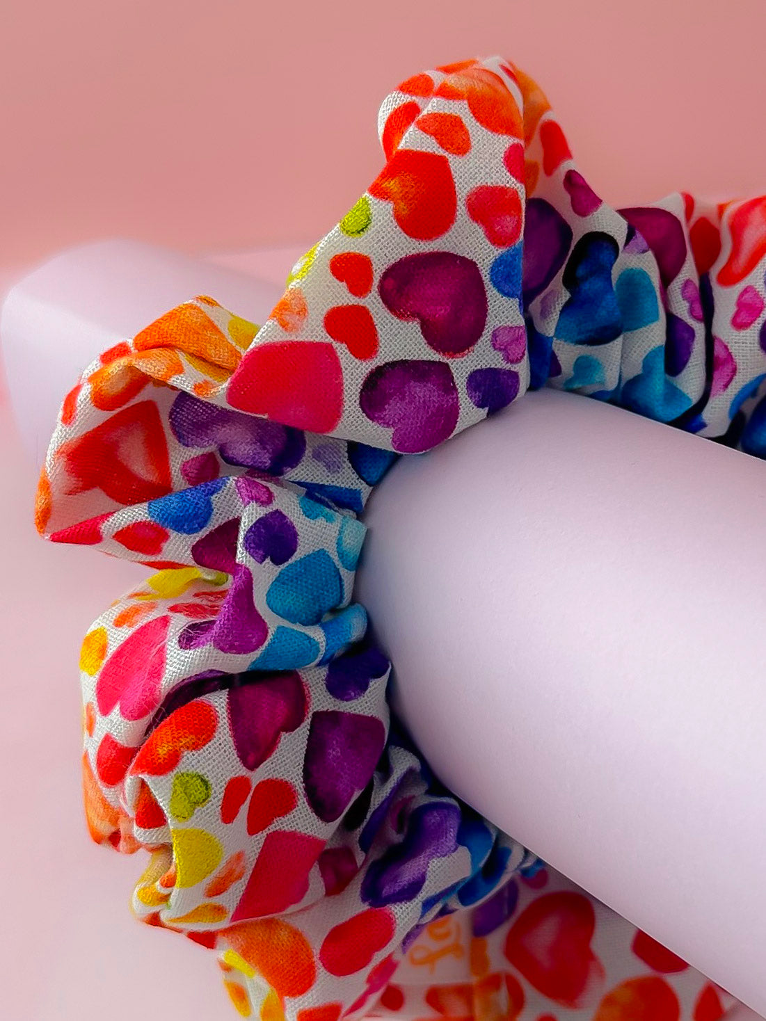 Watercolour Heart - multicolour heart print classic scrunchie
