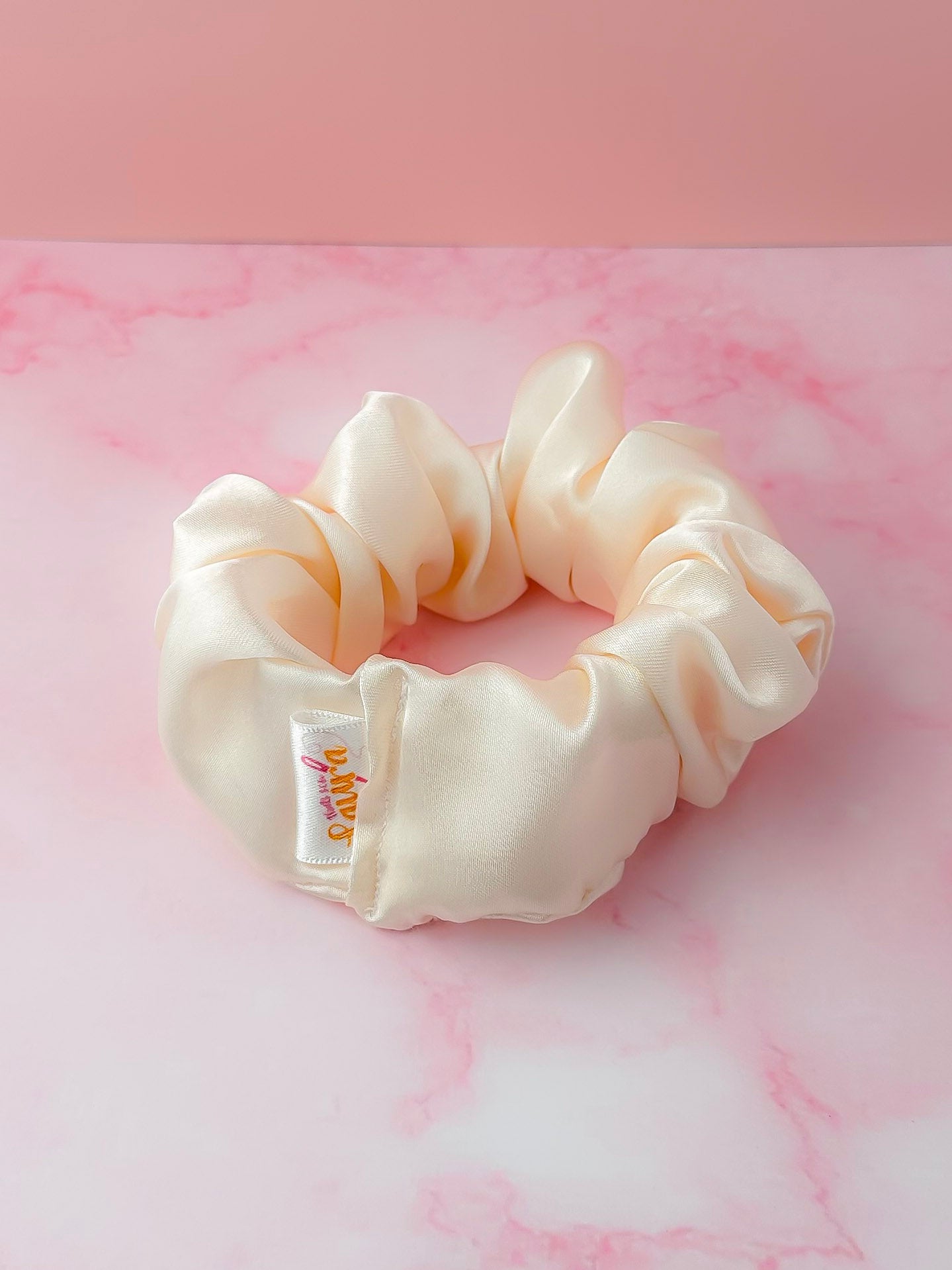 Bianca - Ivory satin wide scrunchie