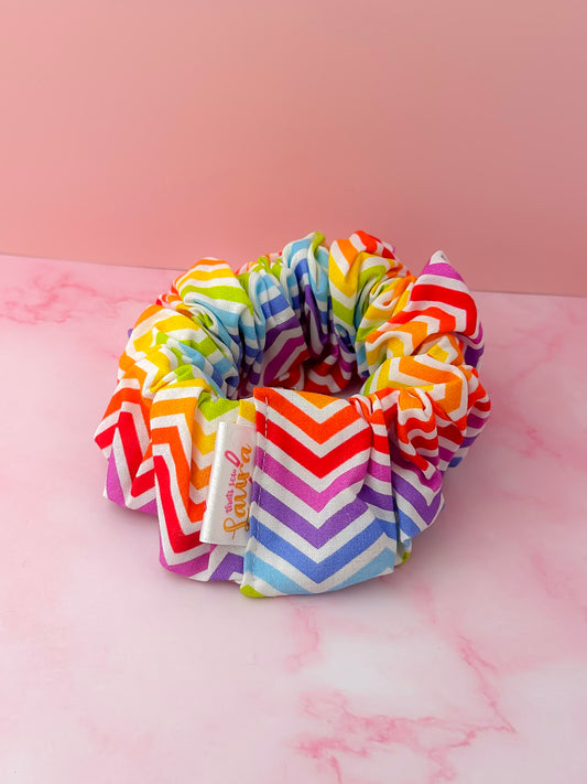 Zig Zag - multicoloured Zigzag print XL Scrunchie
