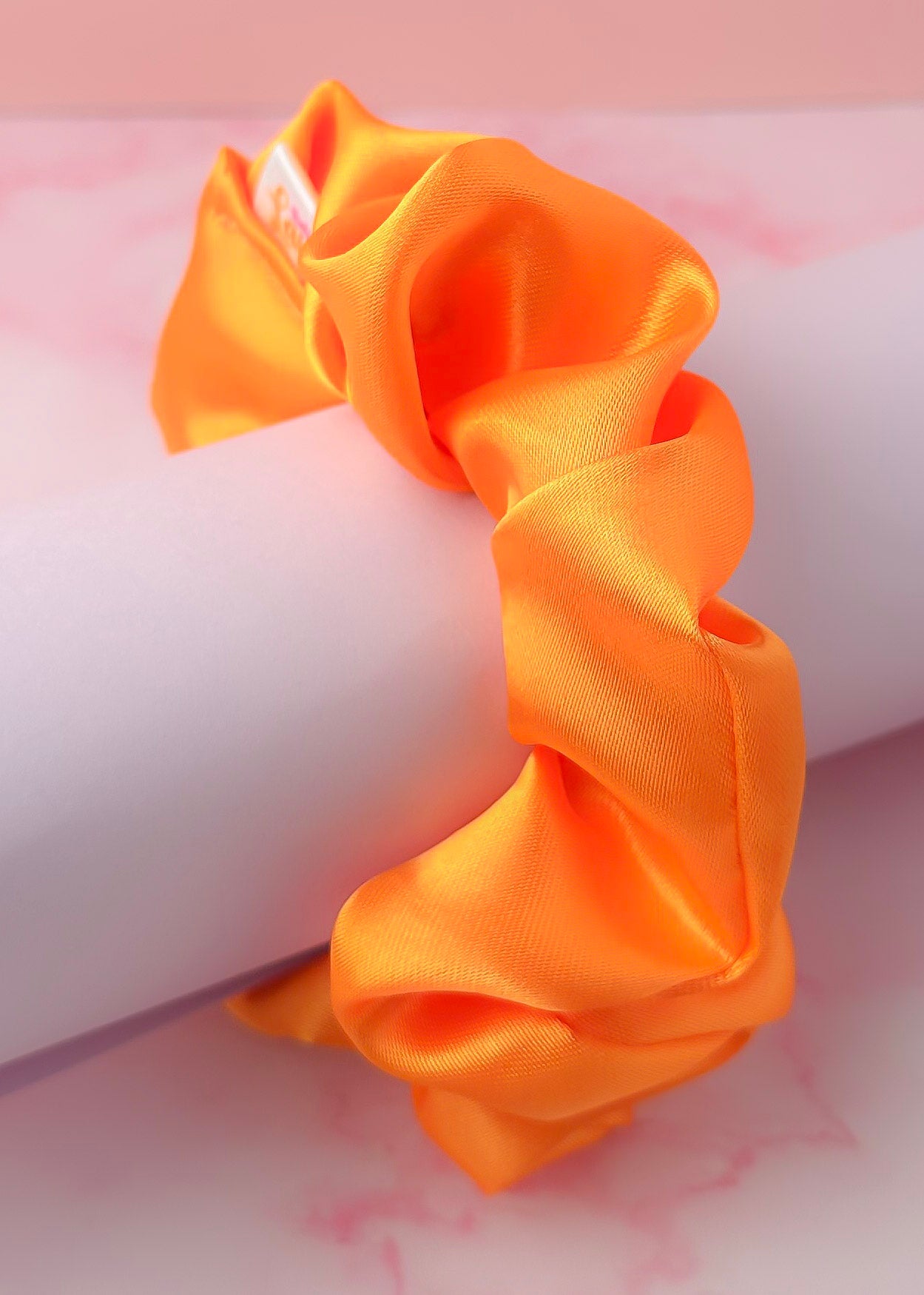 Pumpkin - Orange satin classic scrunchie