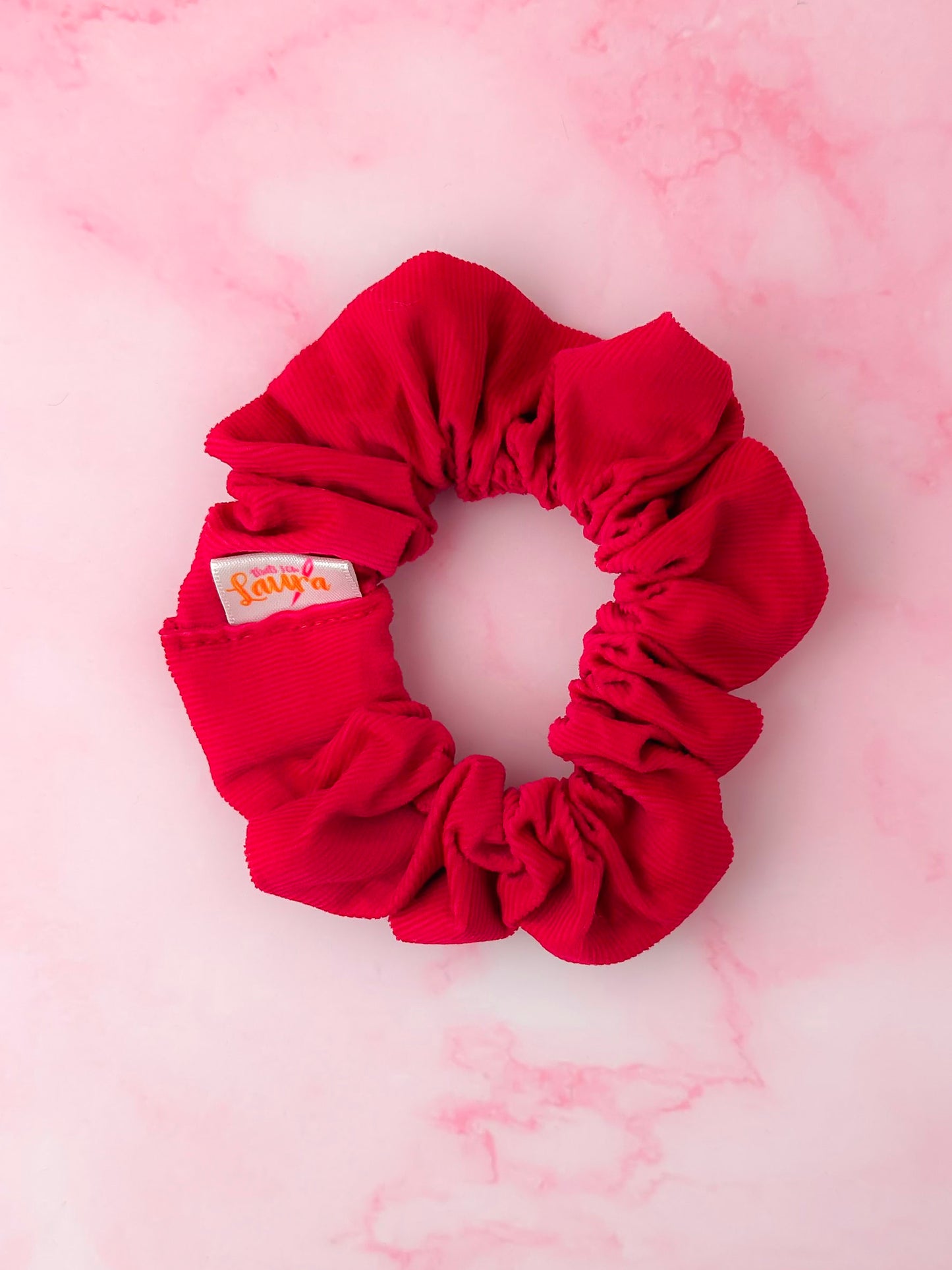 Cherri - Pink Needlecord classic scrunchie