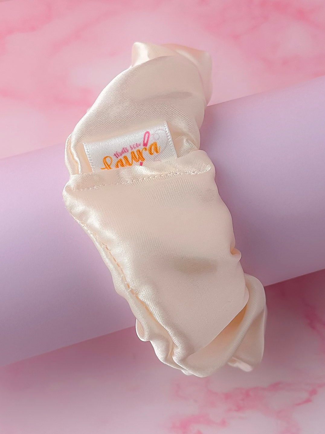 Bianca - Ivory satin wide scrunchie