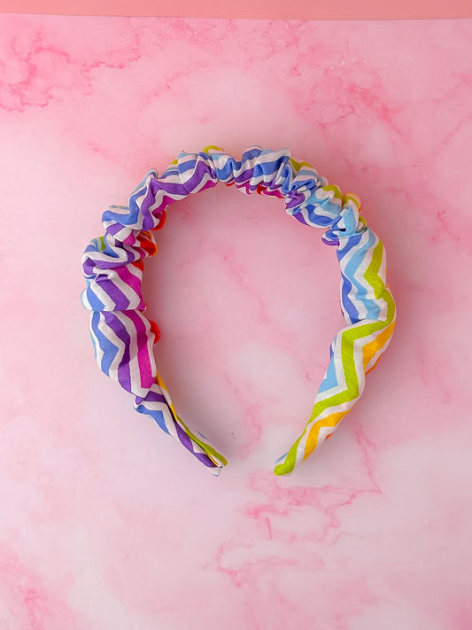 Zig Zag - Multicoloured zigzag print Scrunchie Headband