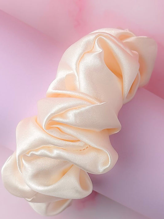 Bianca - Ivory satin wide scrunchie