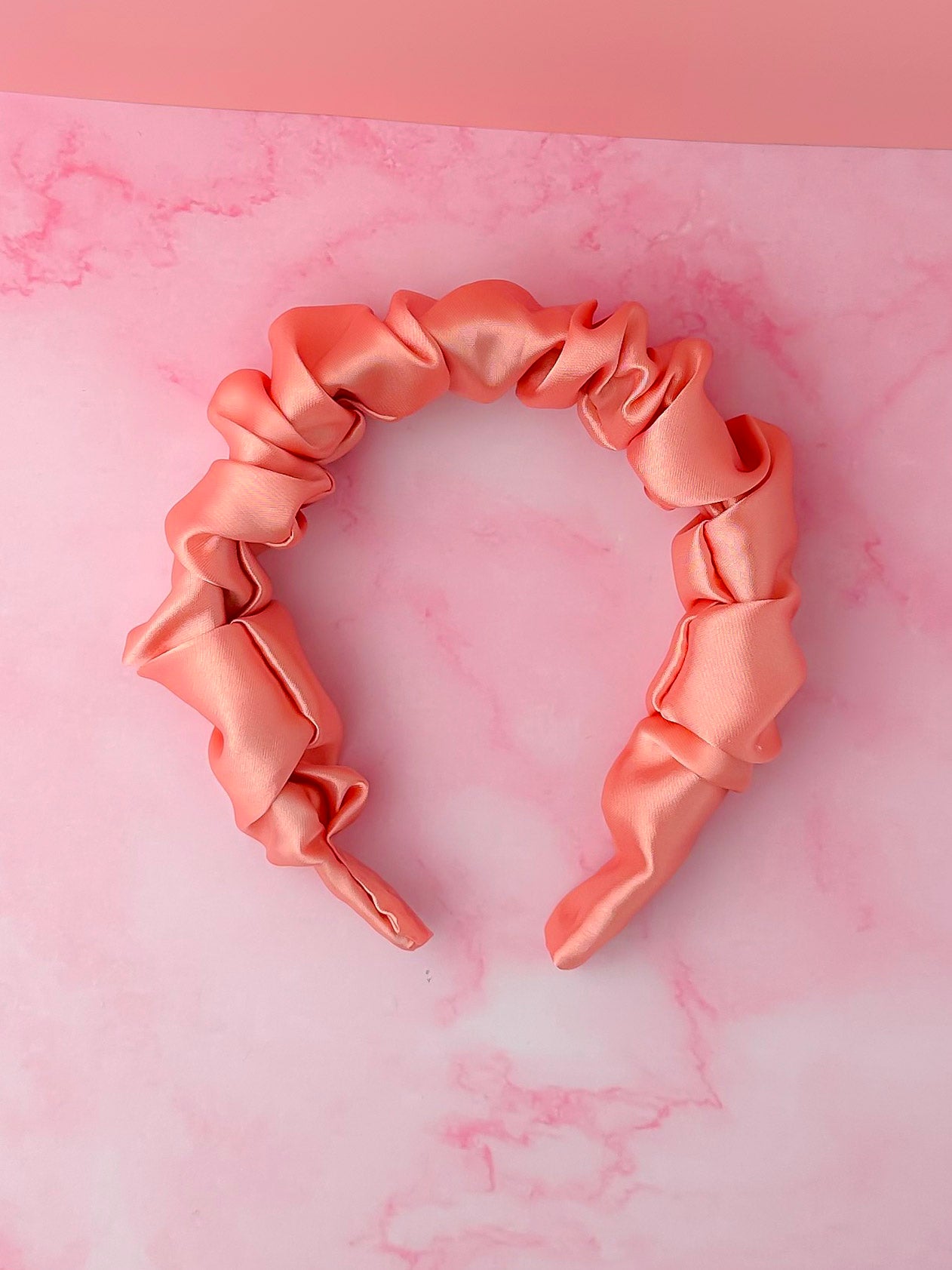 Peaches - Peach Satin Scrunchie Headband