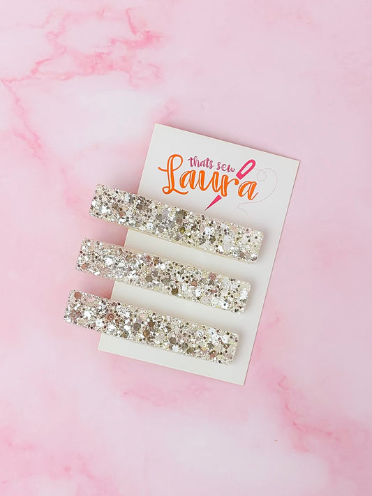 Daffy - Yellow Glitter Trio Resin Hair Clips