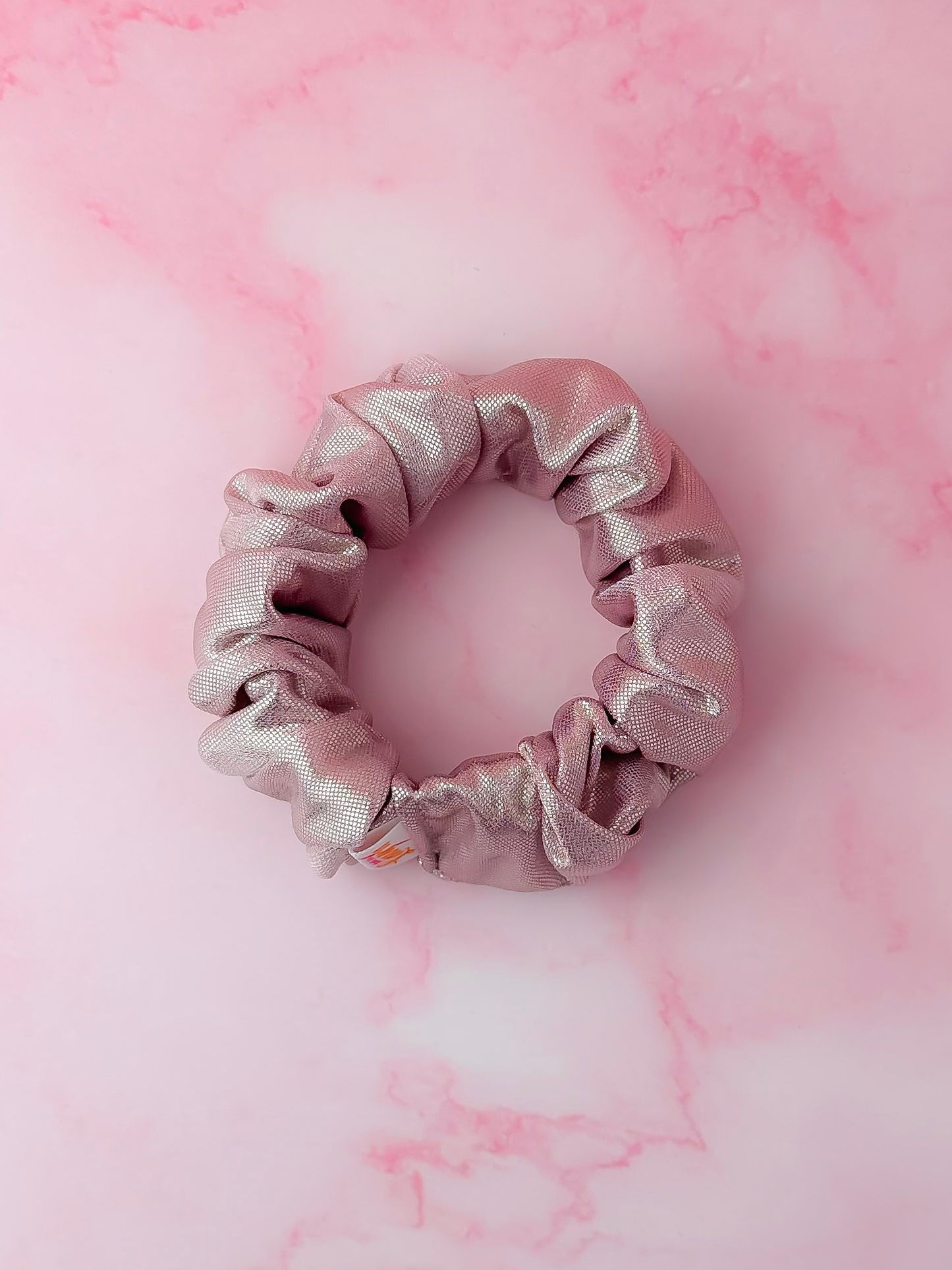 Shimmer - Light Pink Foil wide scrunchie