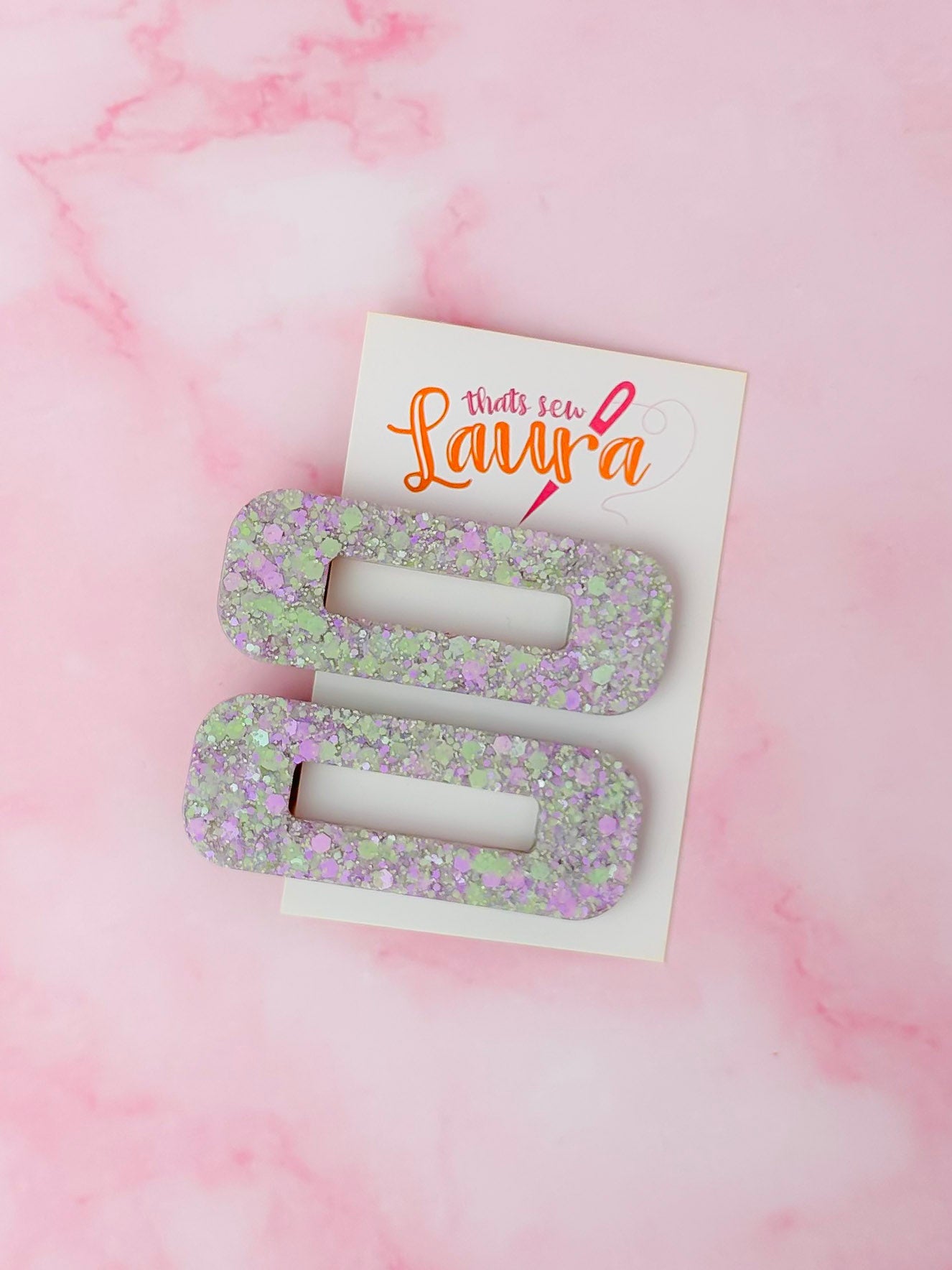 Aida - Pastel Lilac & Green Oblong Resin Hair Clips