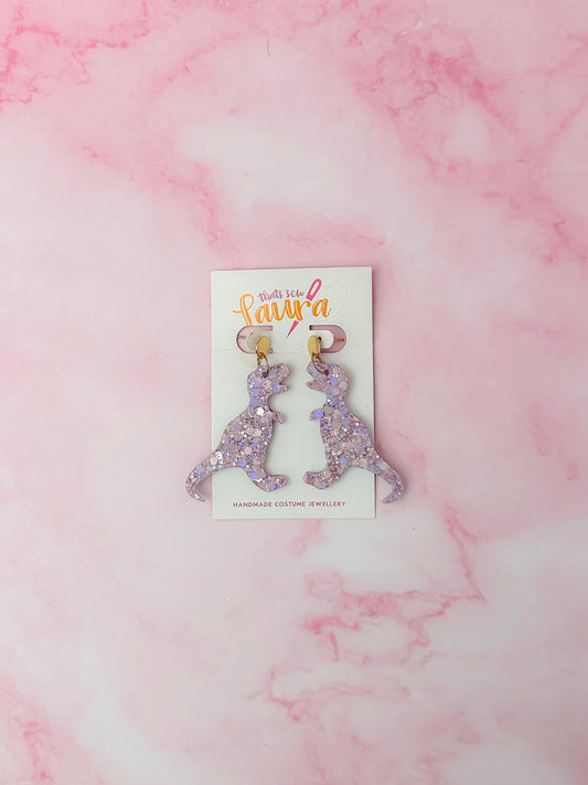 Petal Dinosaurs - pink and lilac Resin Earrings
