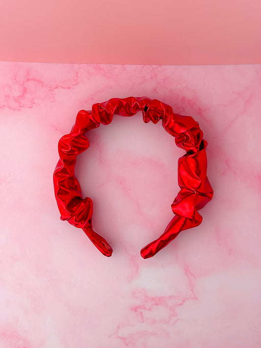 Rouge - Red Jersey Foil Scrunchie Headband