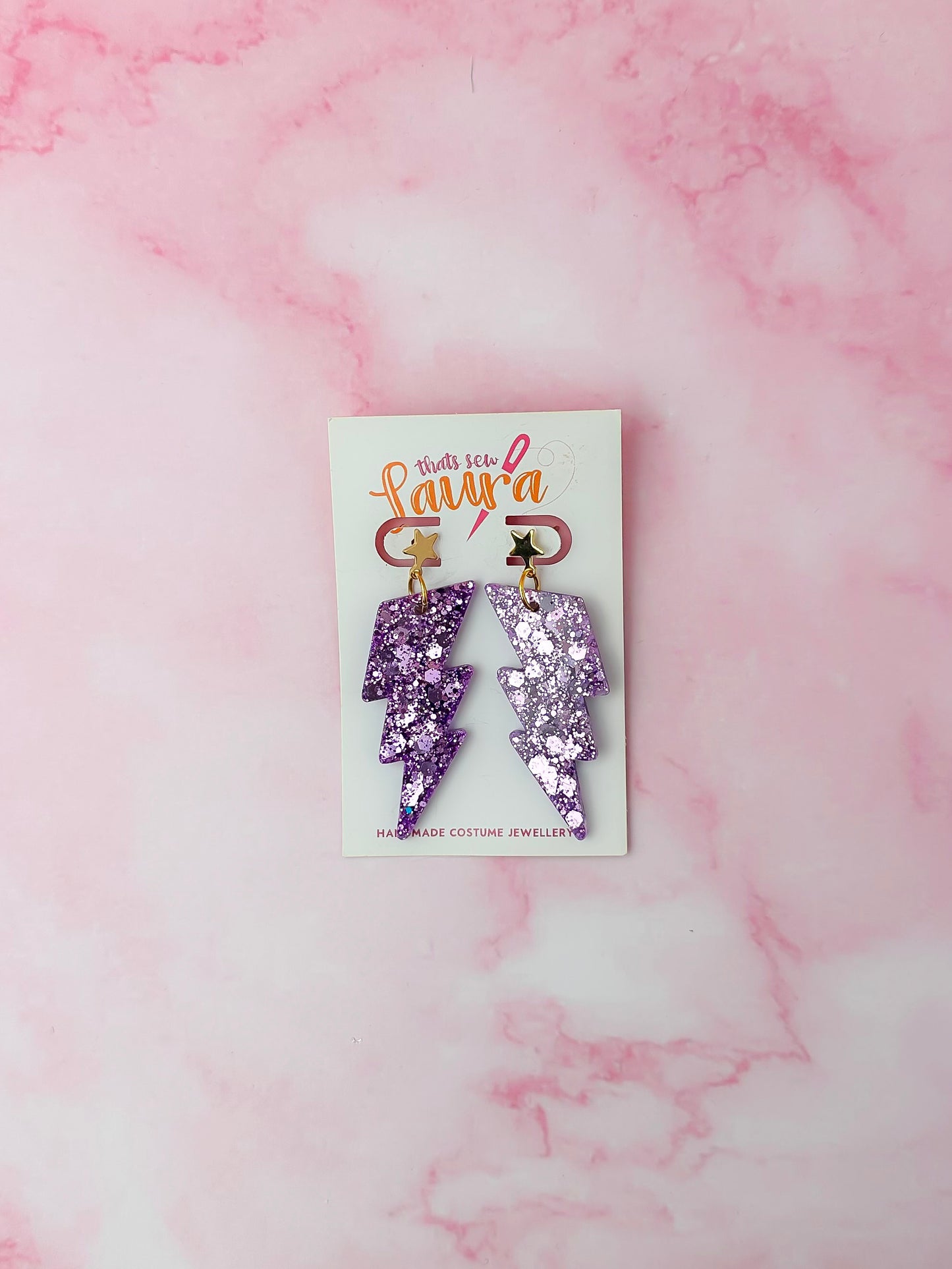 Lavender lighting bolts - Lilac Resin Earrings