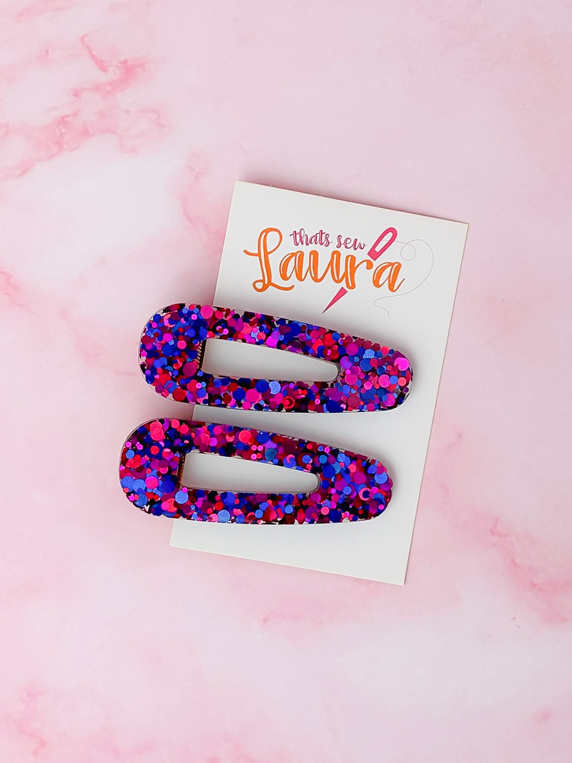 Gemini - Blue & Purple Glitter Resin Hair Clips