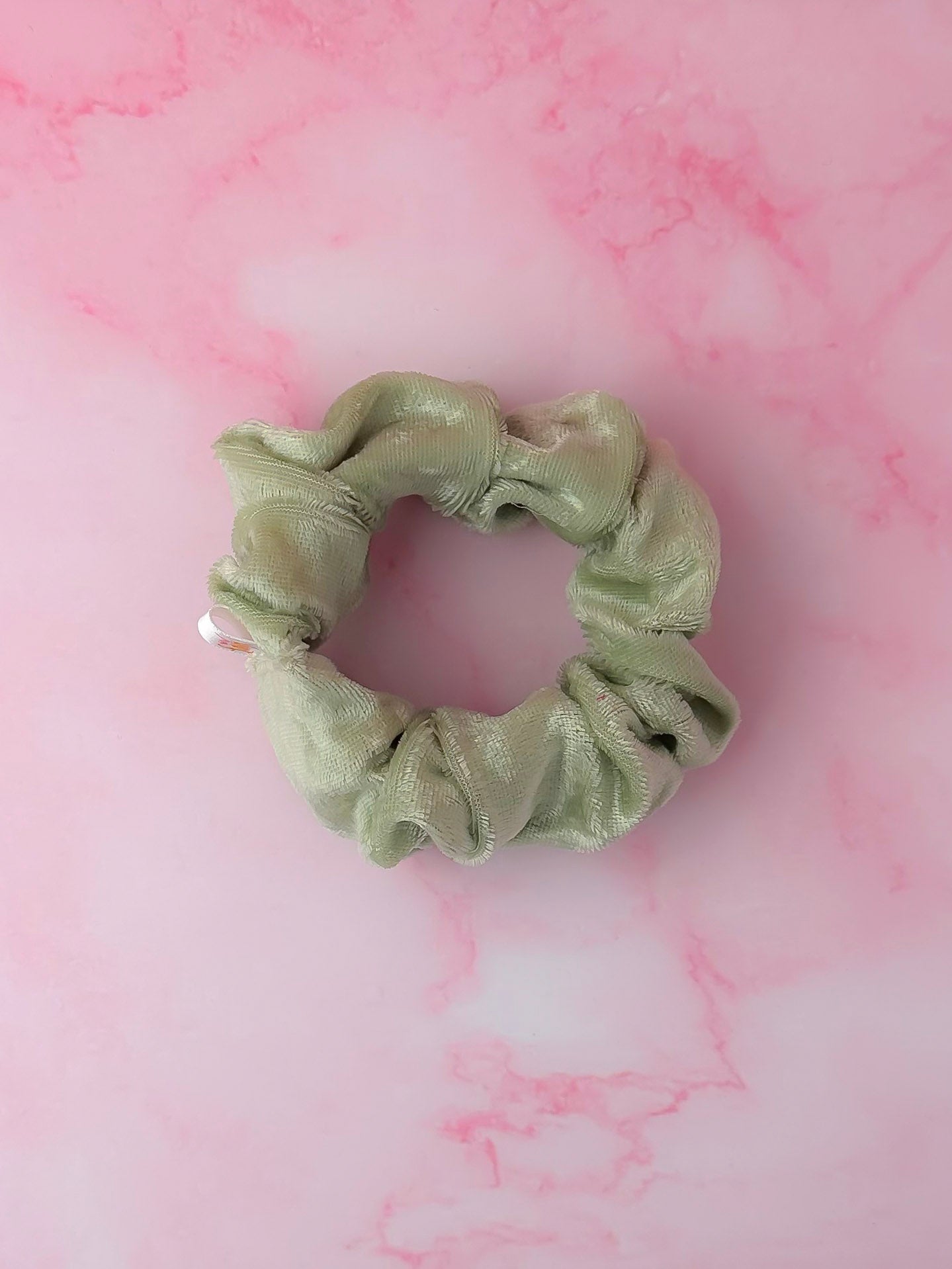 Meadow - Pale green velvet wide scrunchie