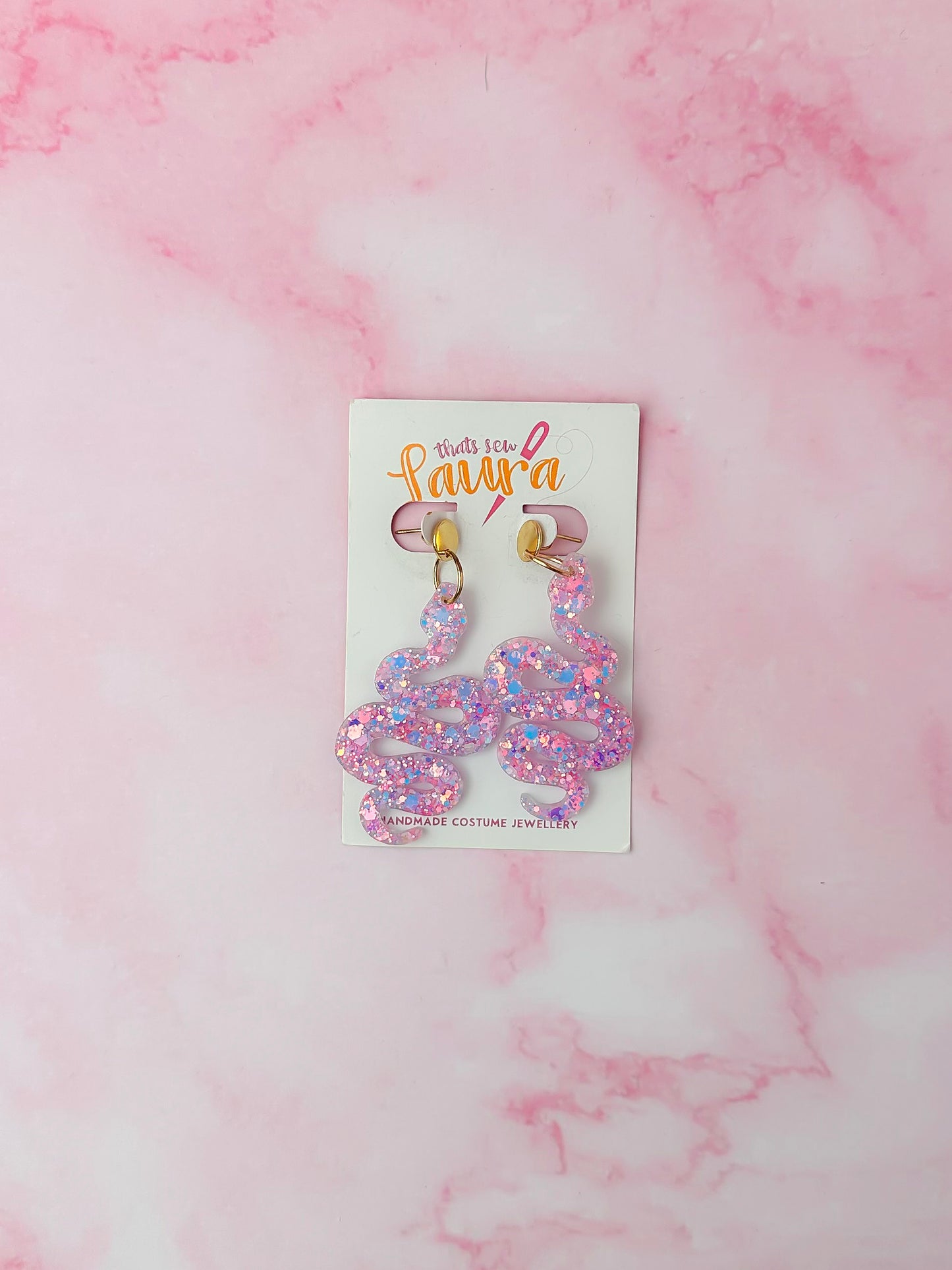 Day Drive snakes - Pink Resin Earrings