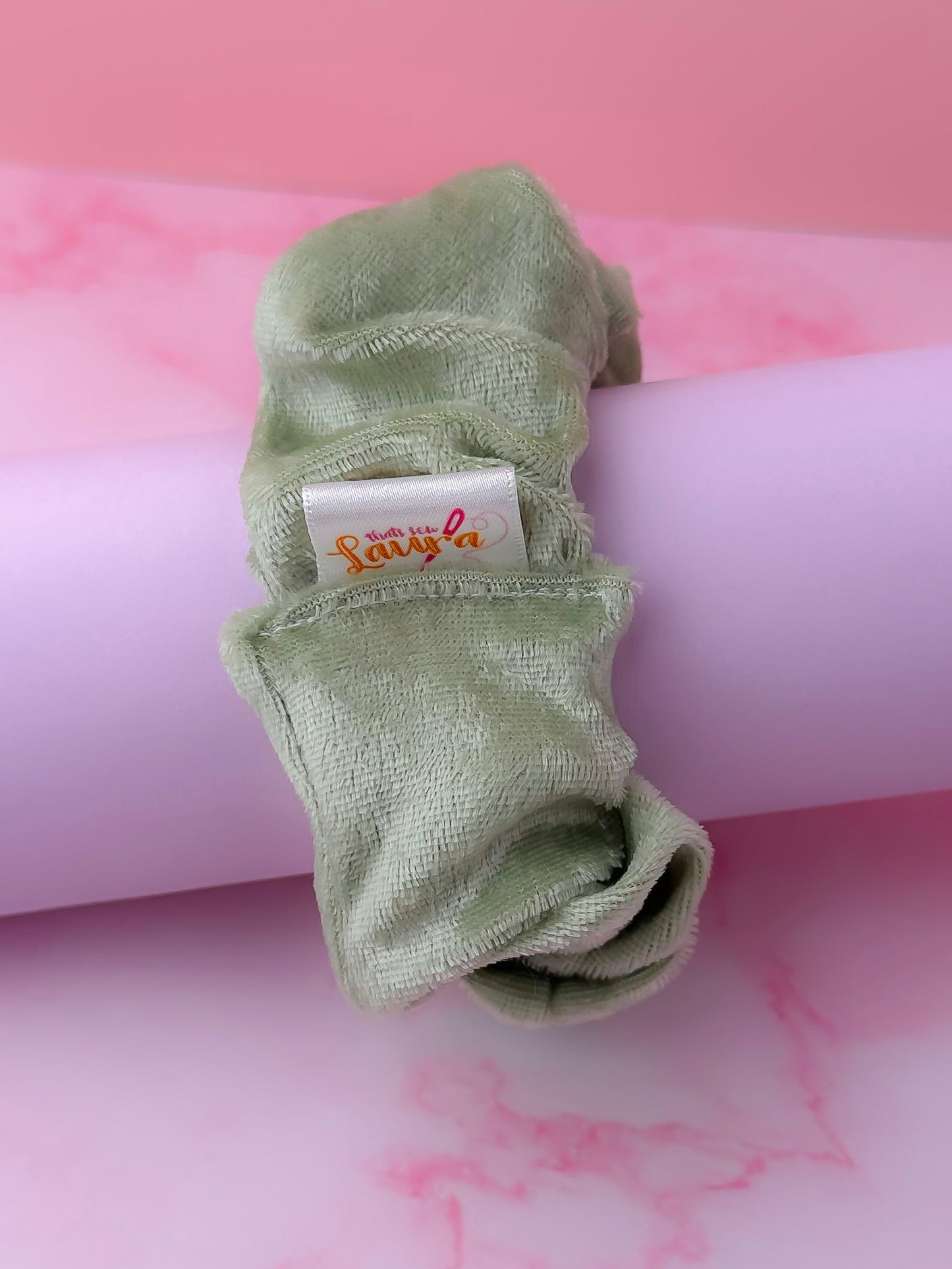 Meadow - Pale green velvet wide scrunchie