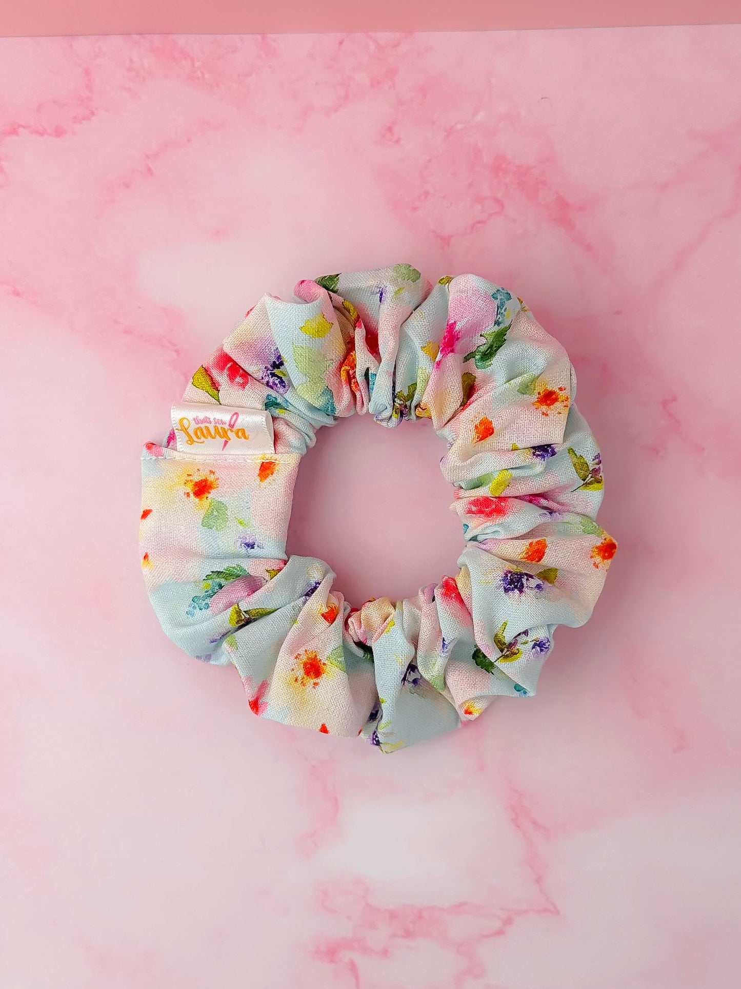 Lois - Blue Floral print classic scrunchie