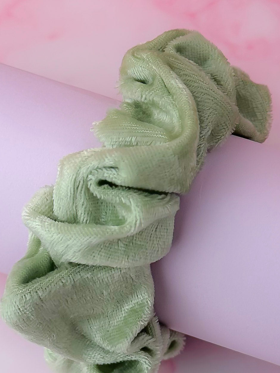 Meadow - Pale green velvet wide scrunchie