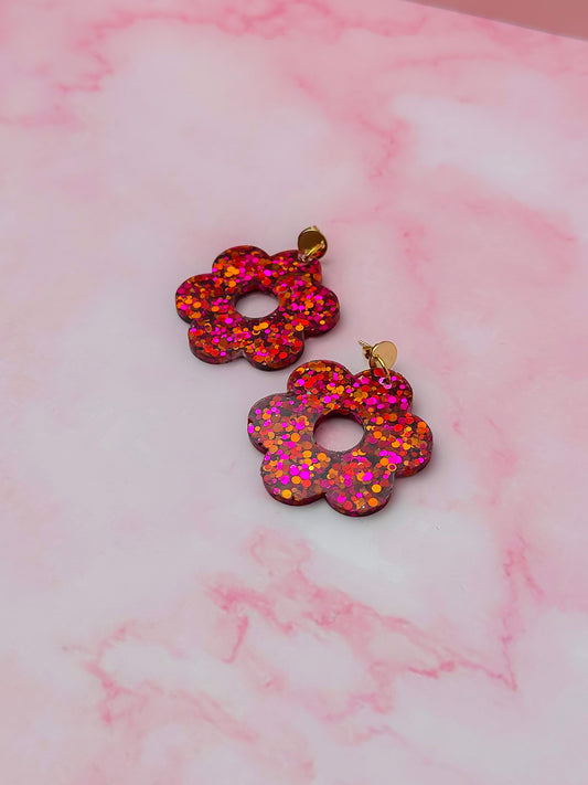 Juniper Flowers - Pink & orange Resin Earrings
