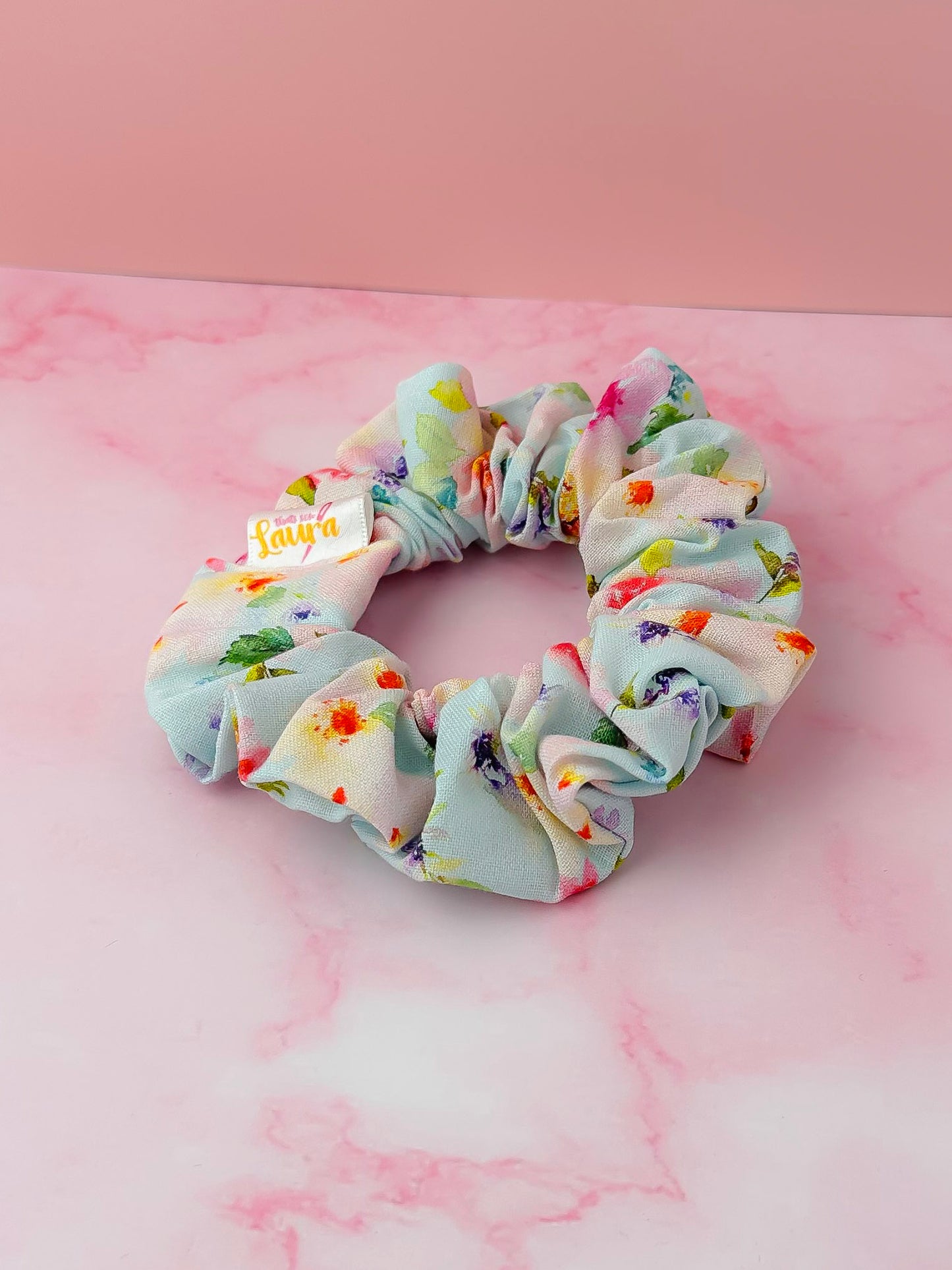 Lois - Blue Floral print classic scrunchie