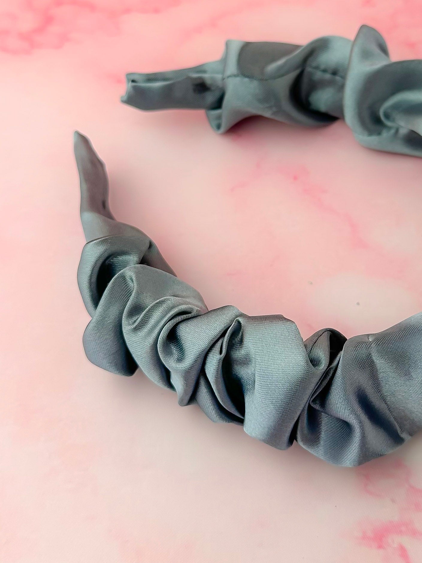 Ocean- Ocean Blue Satin Scrunchie Headband