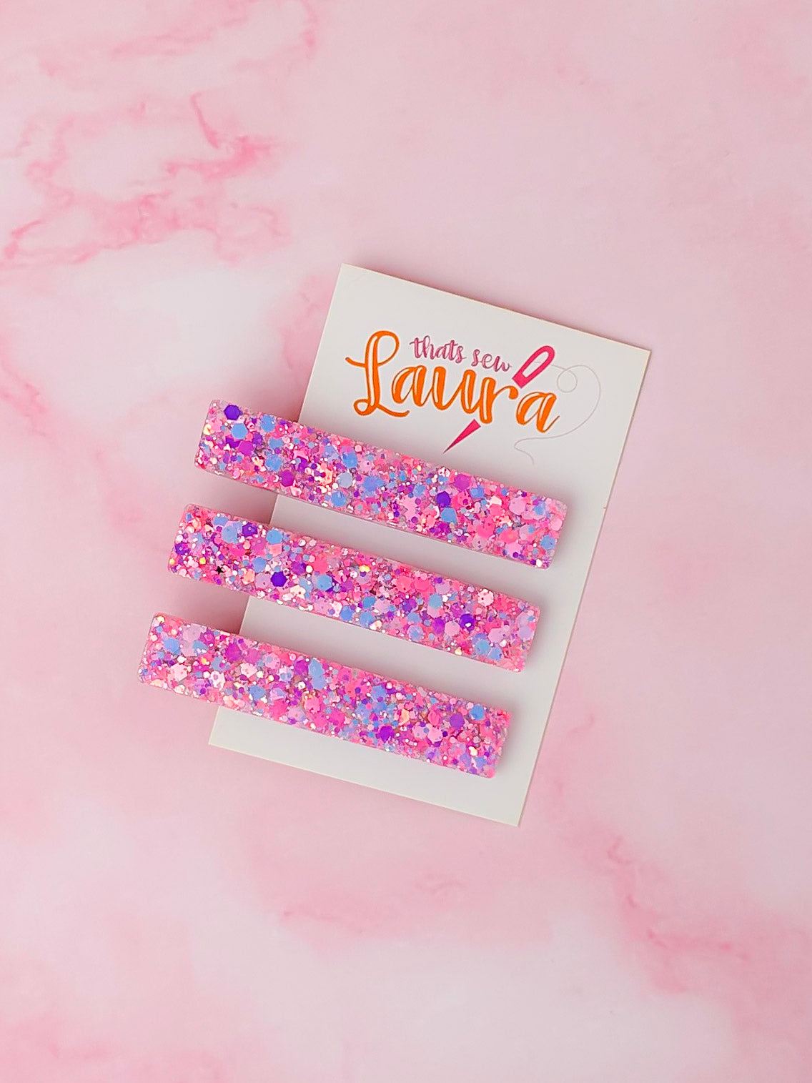 Day Drive - Pink Glitter Trio Resin Hair Clips