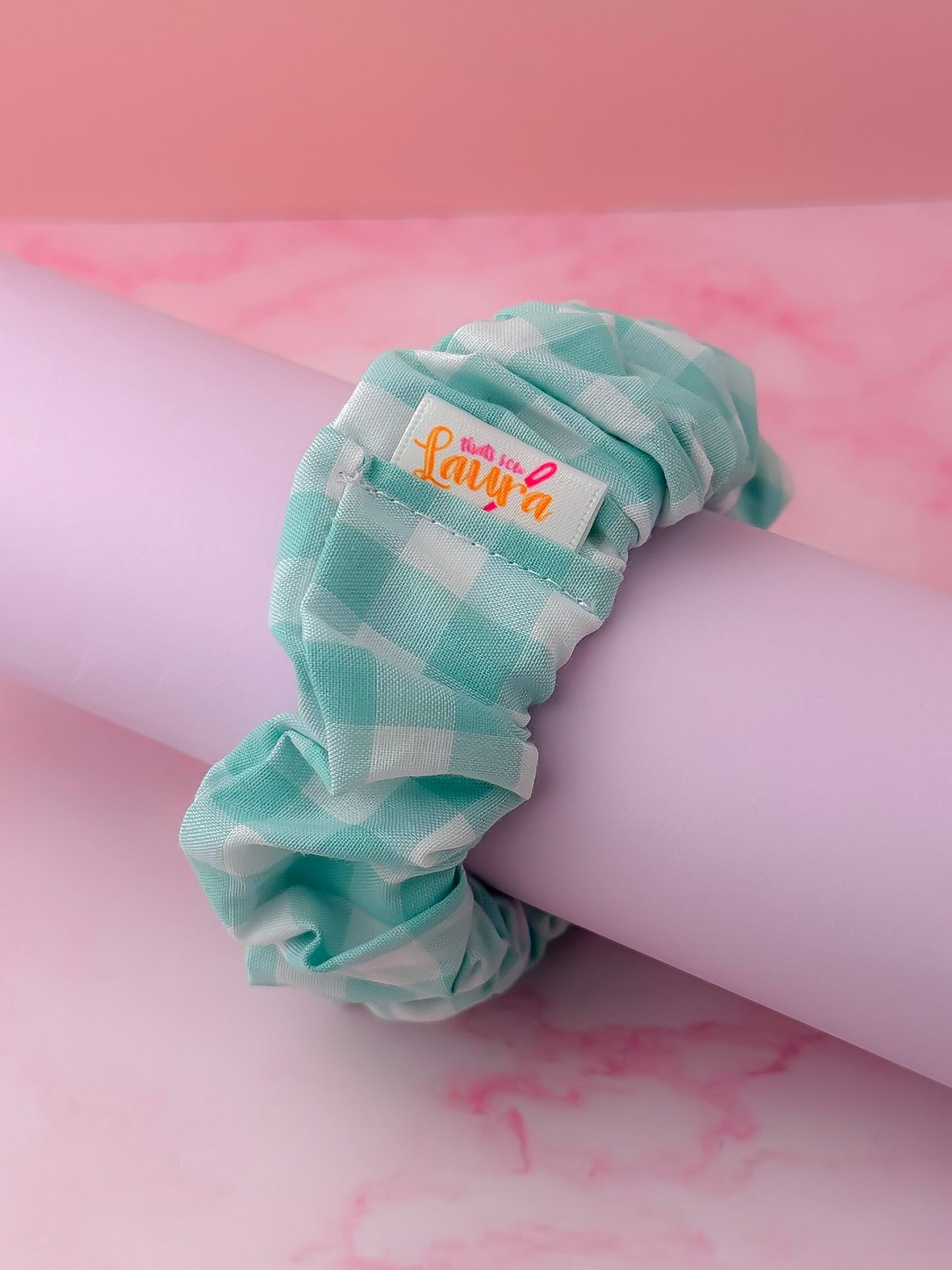 Phoebe - Mint gingham wide scrunchie
