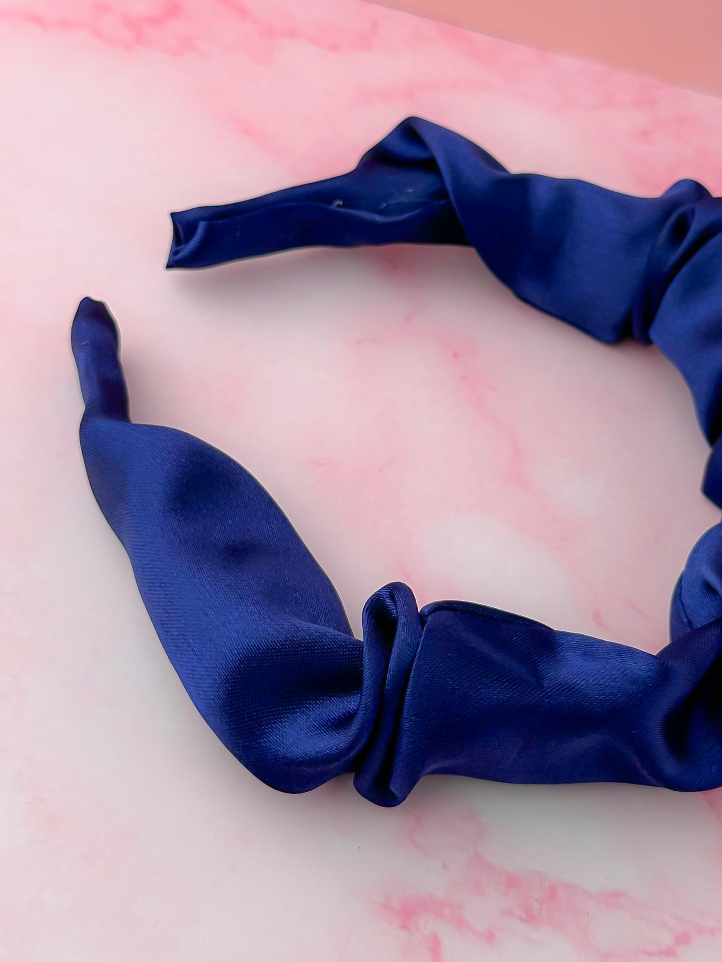 Navy - Navy Blue Satin Scrunchie Headband