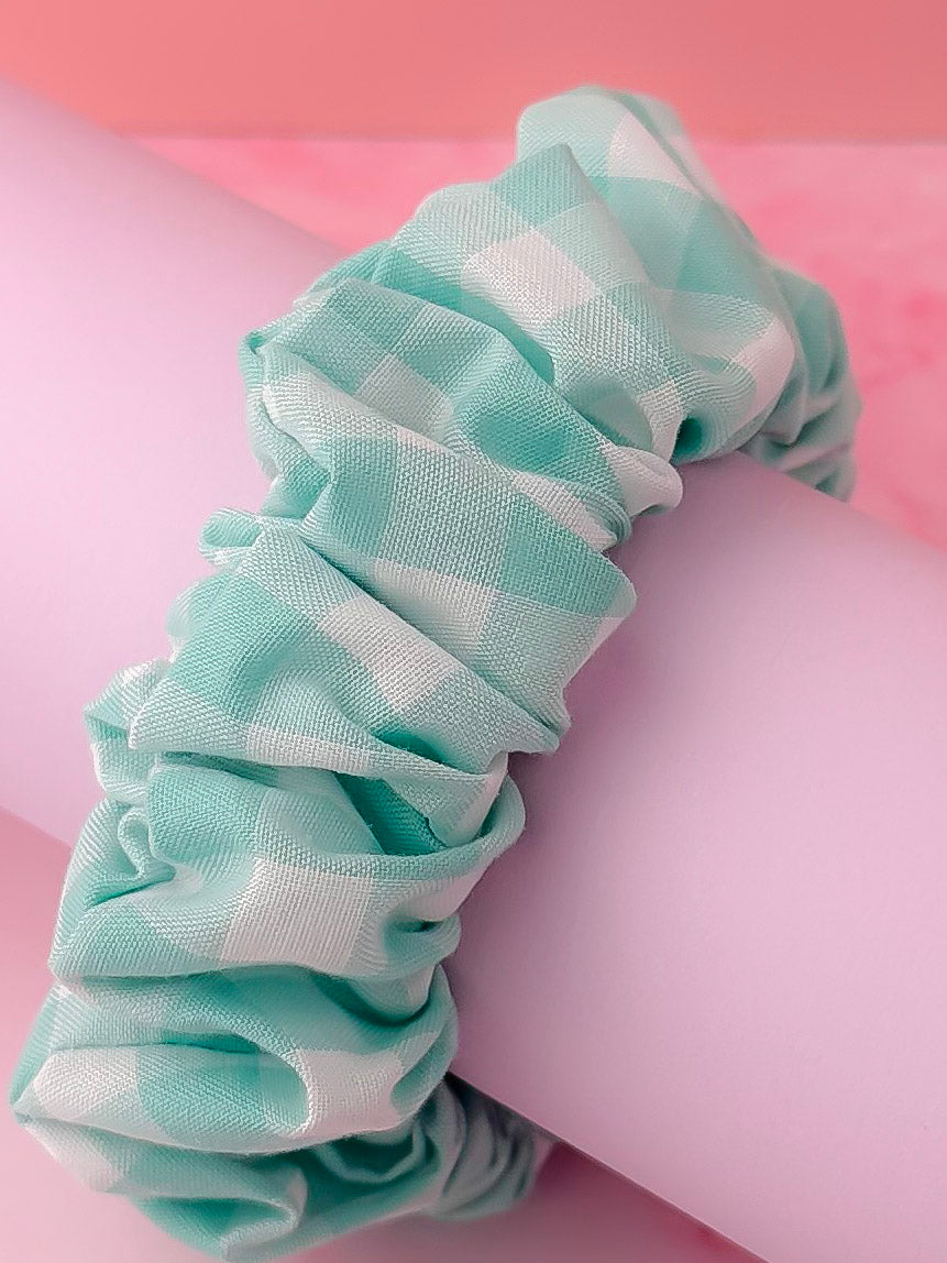 Phoebe - Mint gingham wide scrunchie
